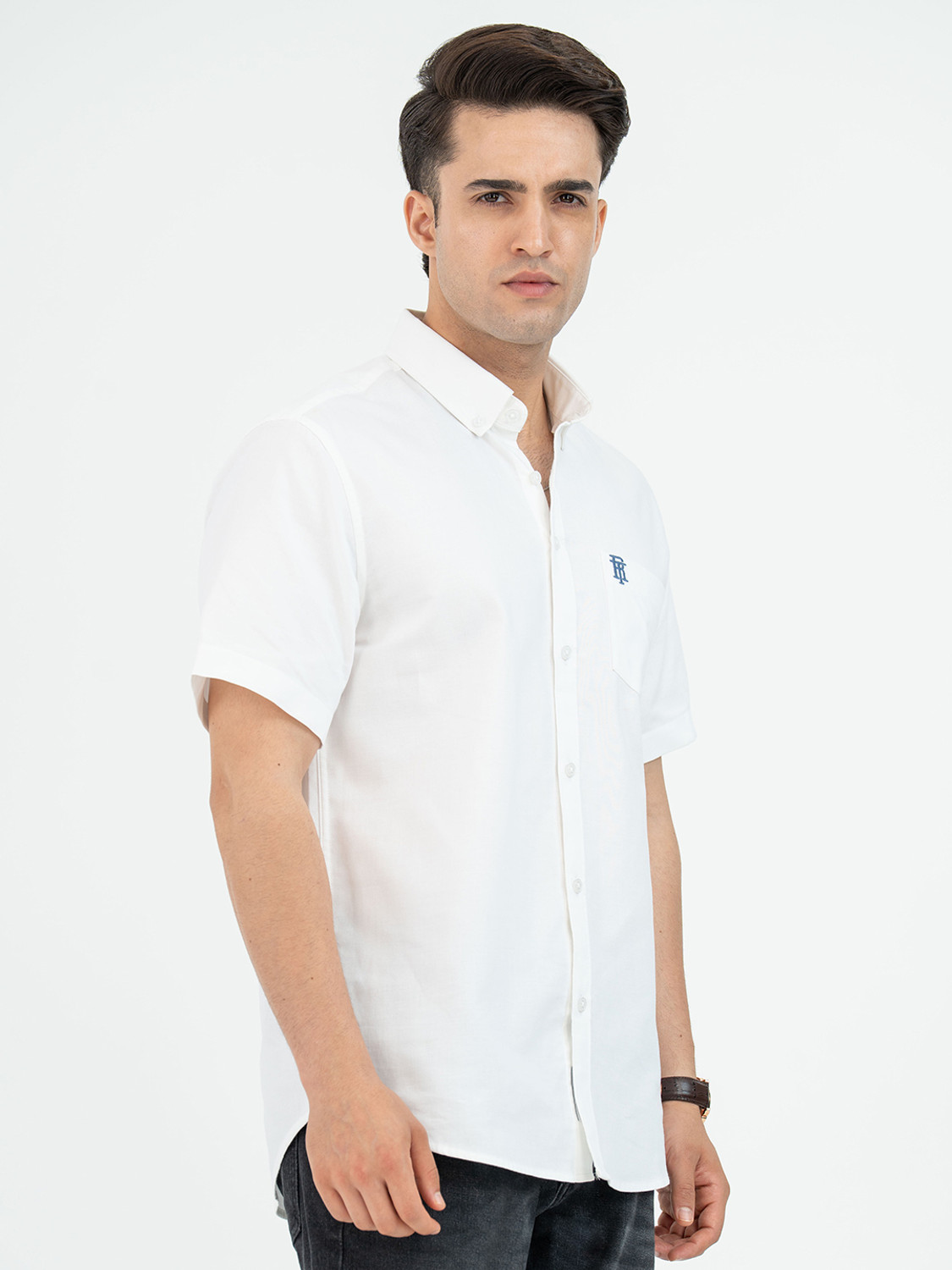 Image of RED TAPE Men Solid Casual White Shirt