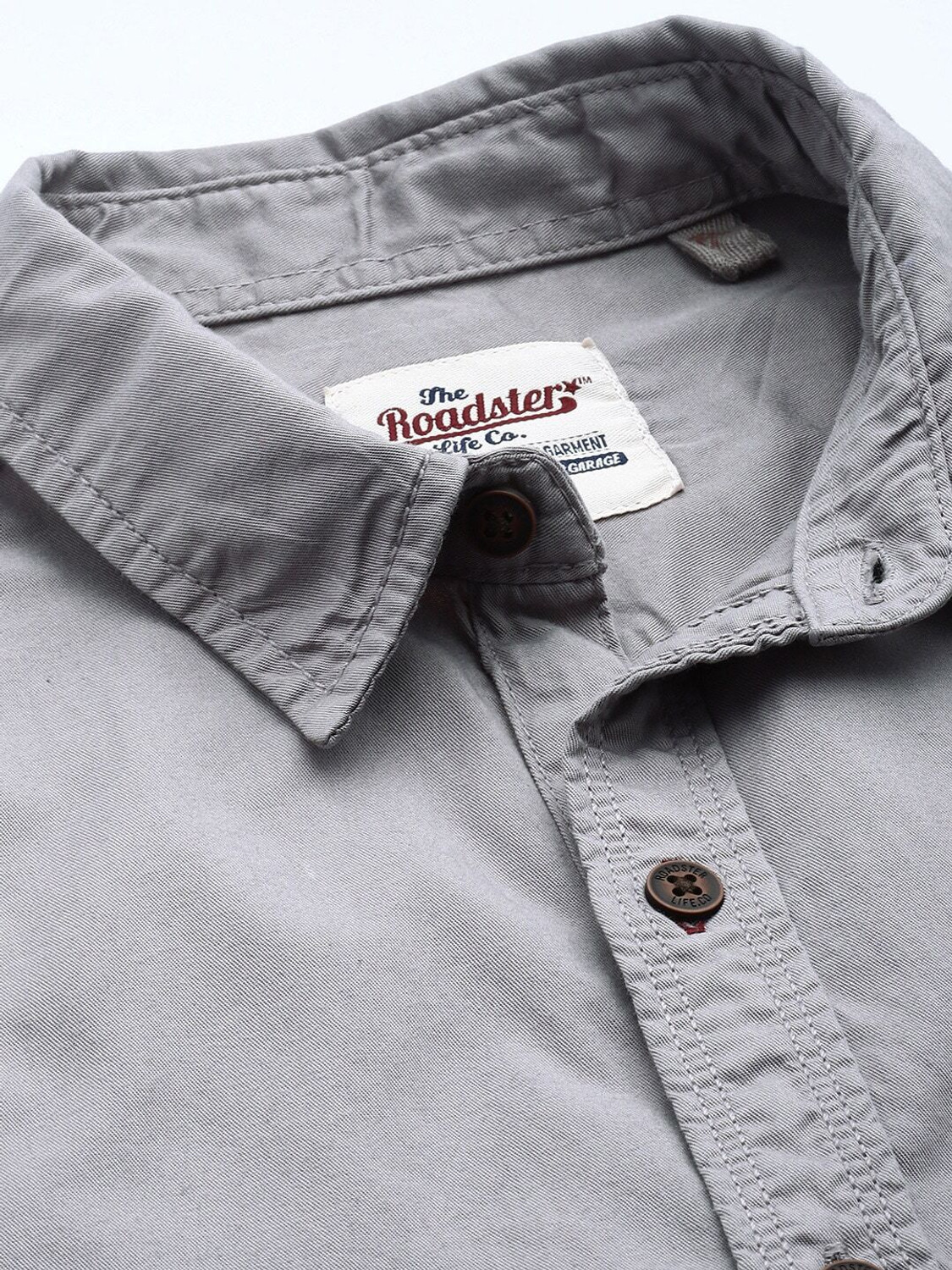 Image of Roadster Men Solid Casual Grey Shirt