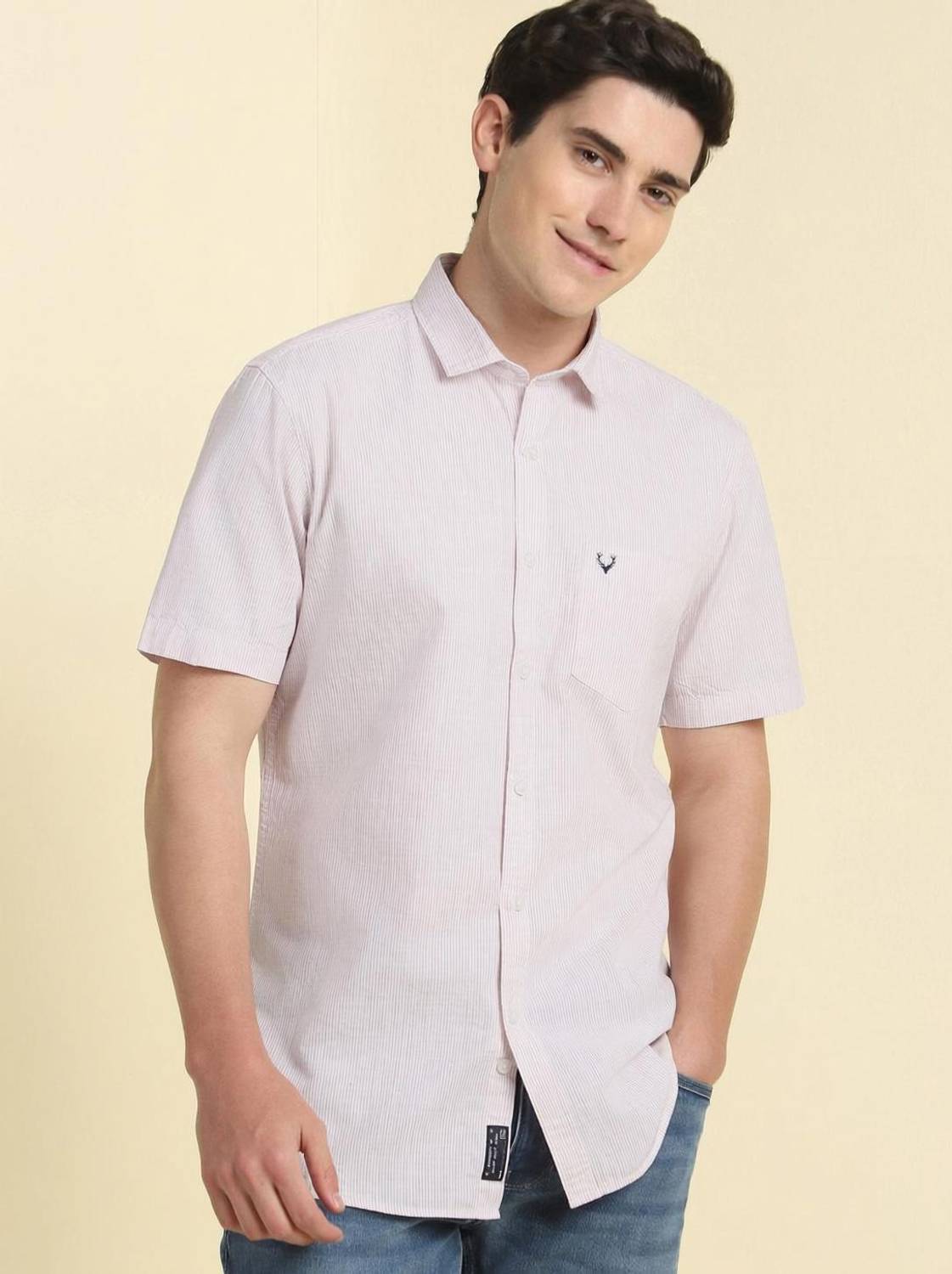 Allen Solly Men Striped Casual Pink Shirt