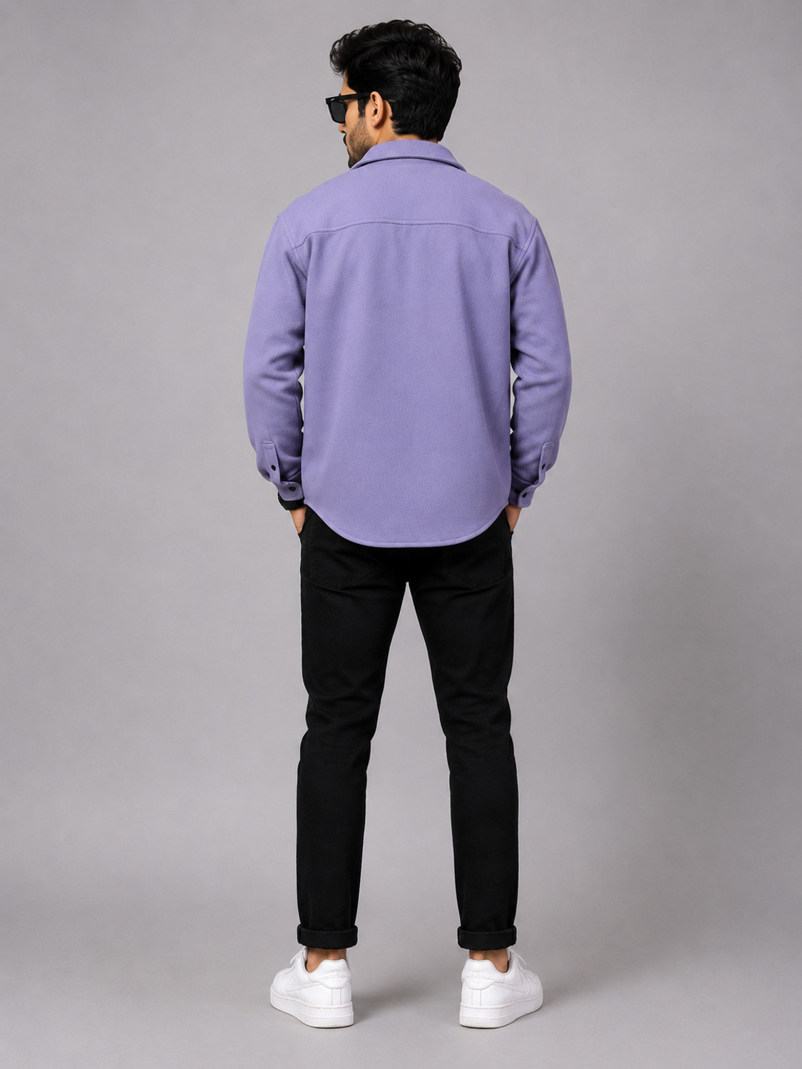 Image of the emperor Men Oversized Fit Solid Spread Collar Casual Shirt