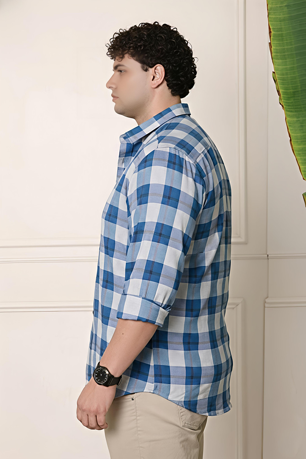 Image of METRONAUT PLUS Men Checkered Casual Blue Shirt