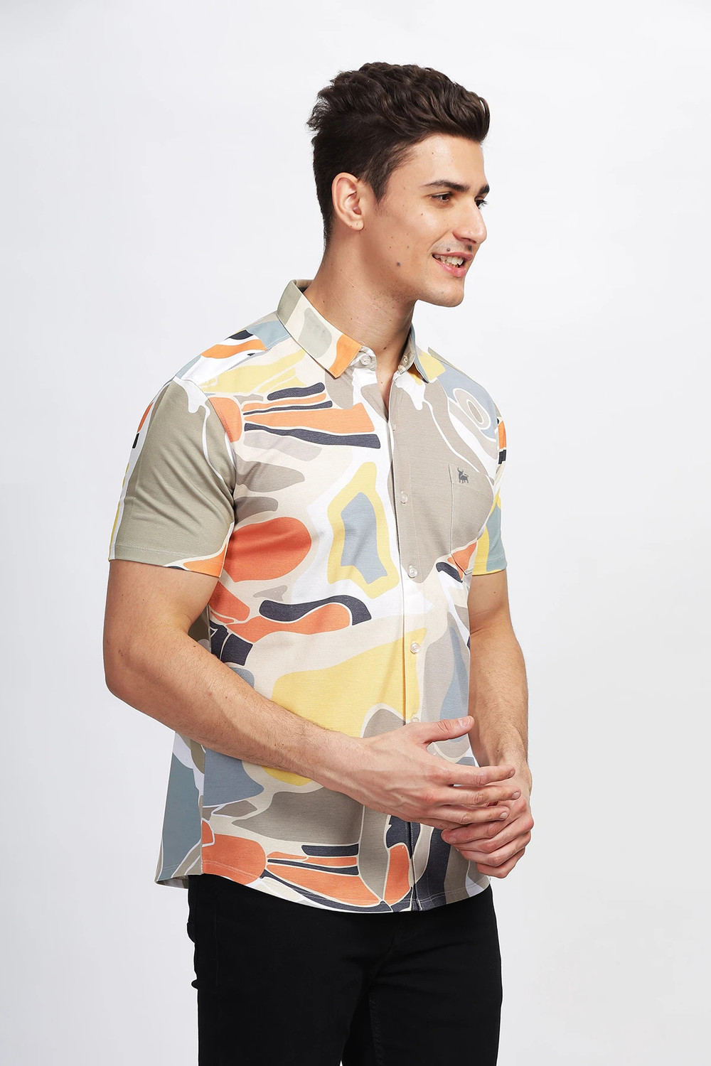 Image of Bullmer Men Printed Casual Multicolor Shirt