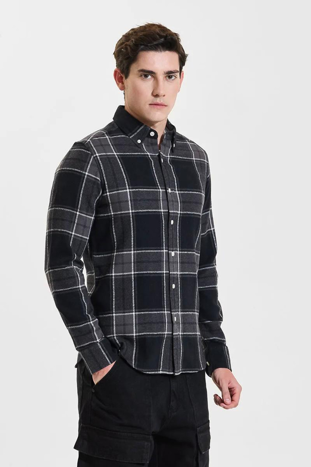Image of RODEIZ Men Striped Casual Black Shirt