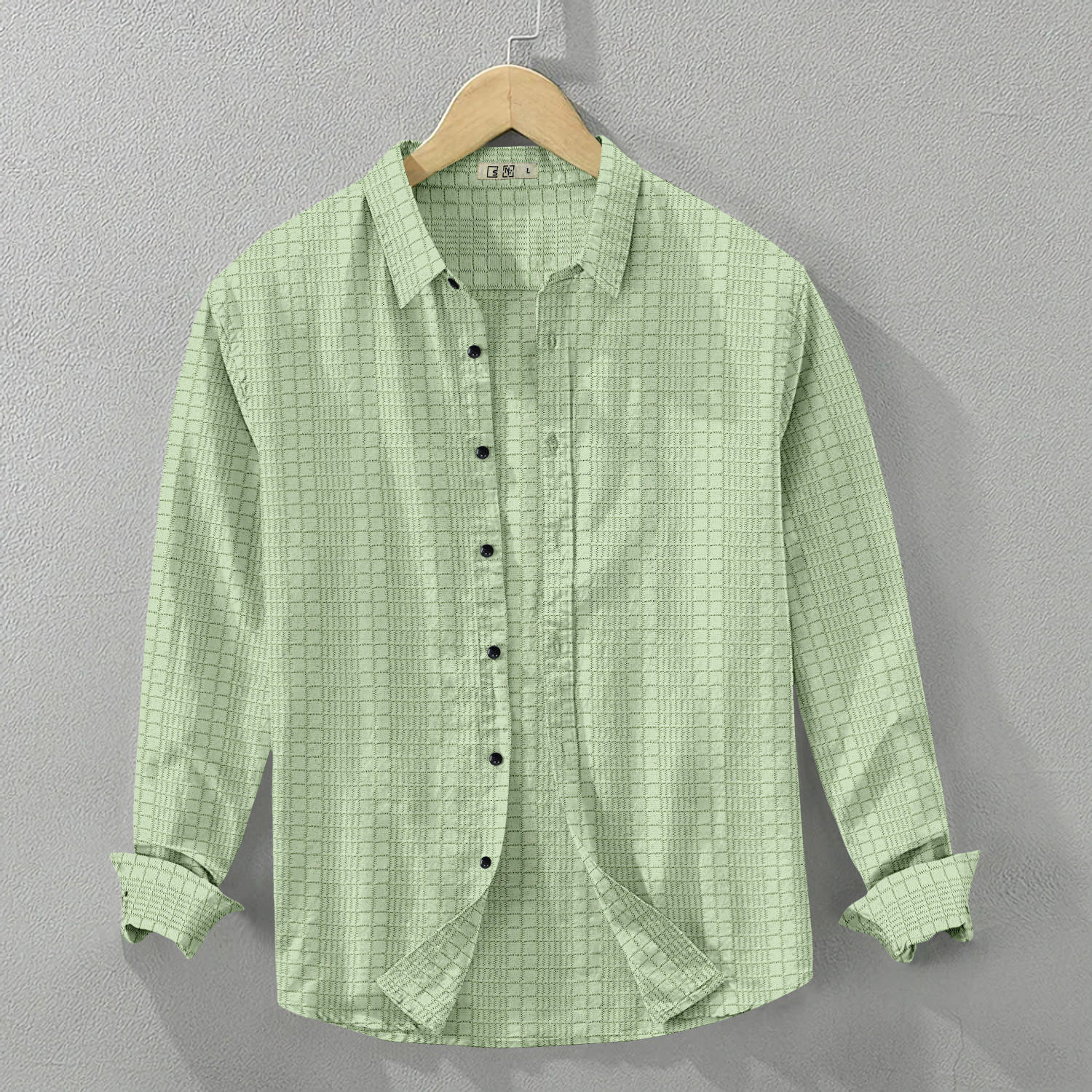 Image of SPOQUE Men Self Design Casual Light Green Shirt