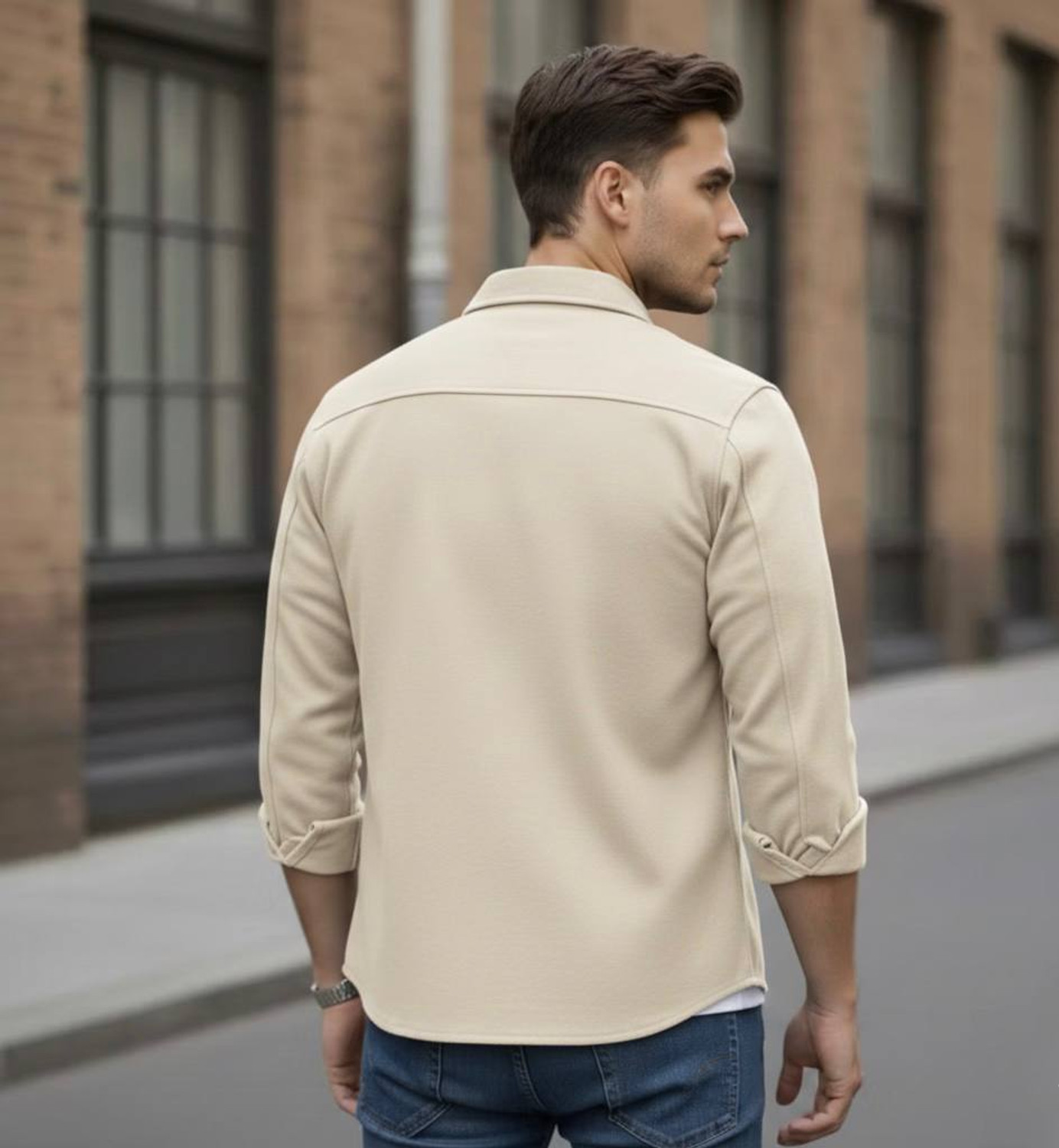 Image of JCOSTA Men Solid Casual Cream Shirt