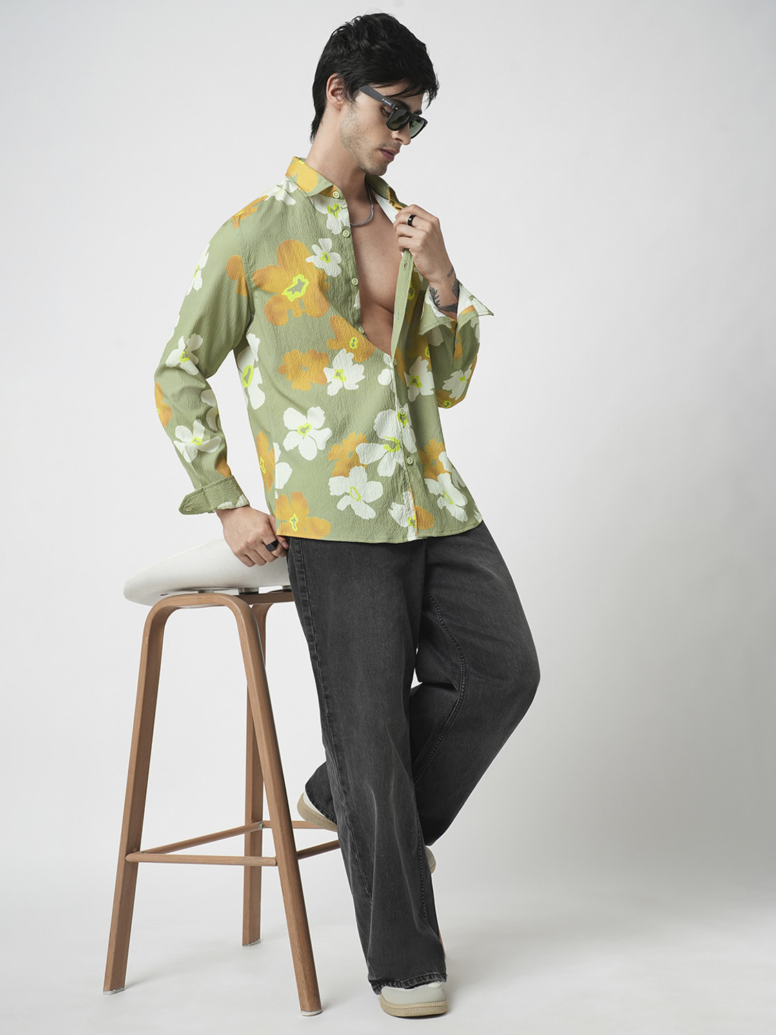 Image of VASTRADO Men Self Design Casual Multicolor Shirt