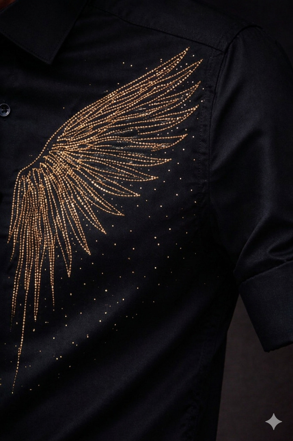 Image of MrDhoti Men Embellished Festive Black Shirt