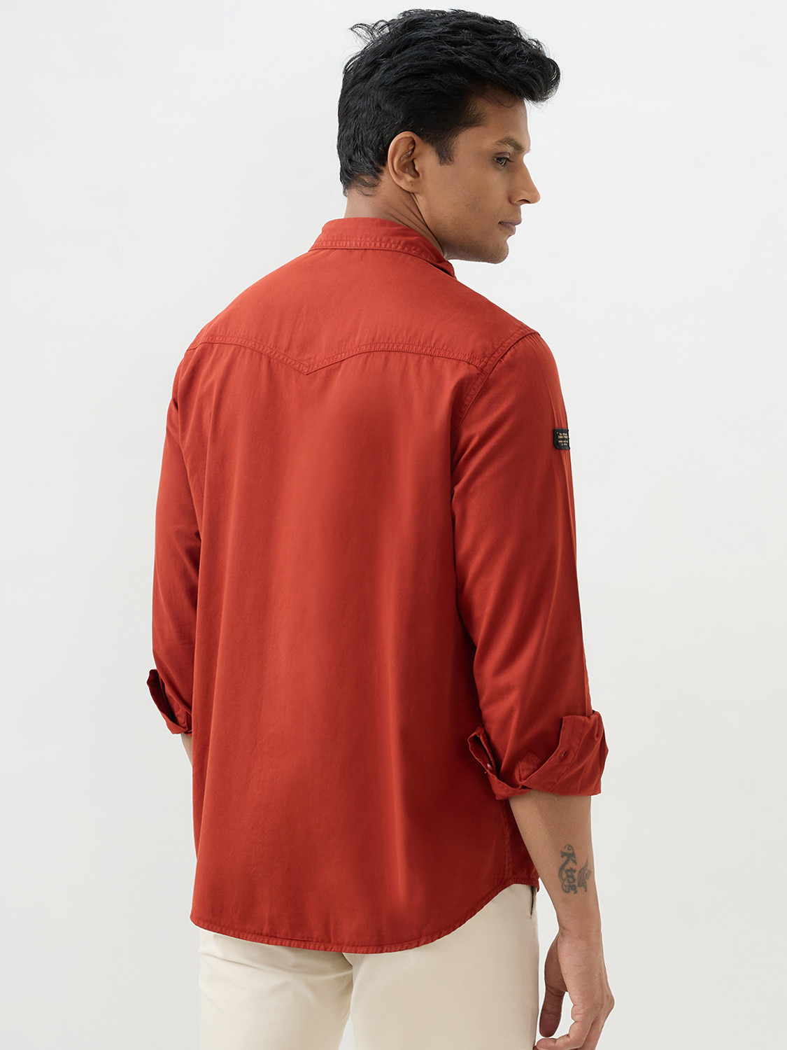 Image of Spykar Men Solid Casual Red Shirt