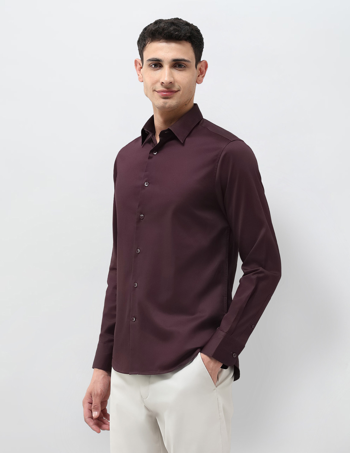Image of U.S. POLO ASSN. Men Solid Casual Purple Shirt