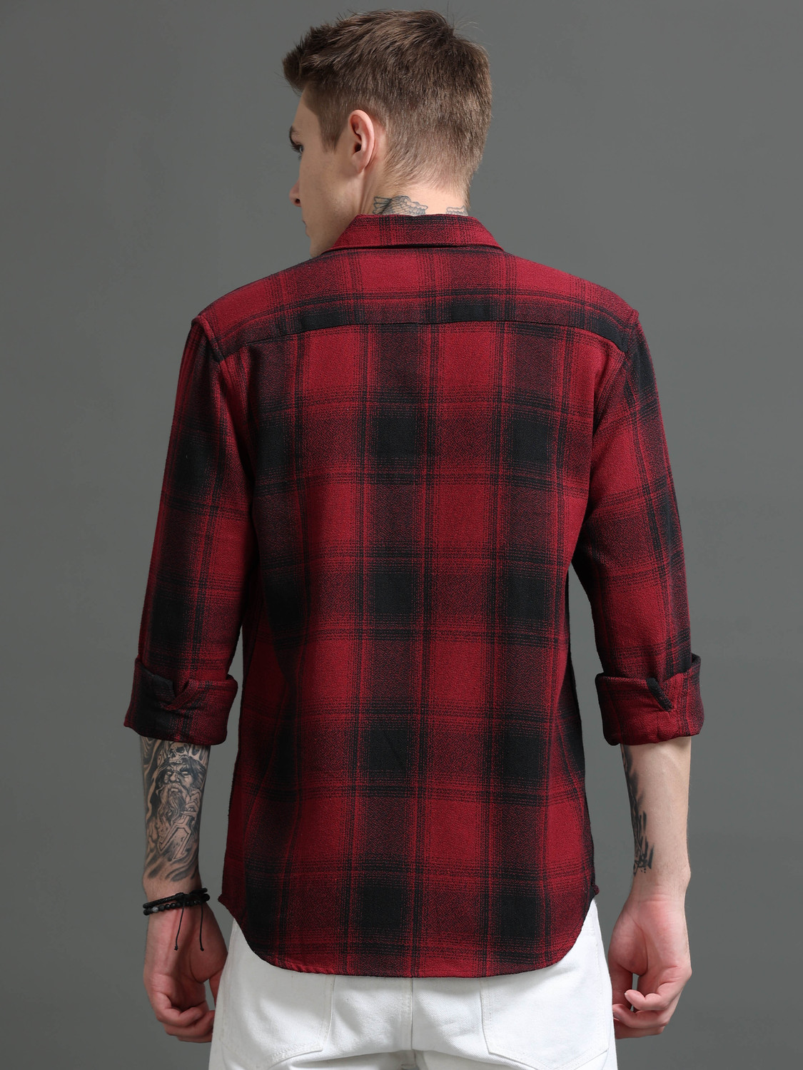 Image of Rope Men Checkered Casual Red, Black Shirt