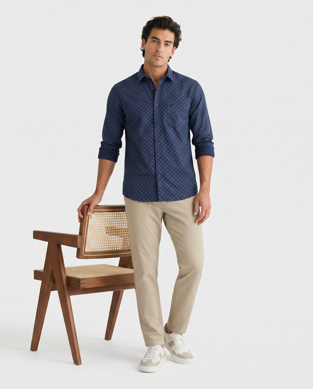 Image of Blackberrys Men Printed Casual Blue Shirt