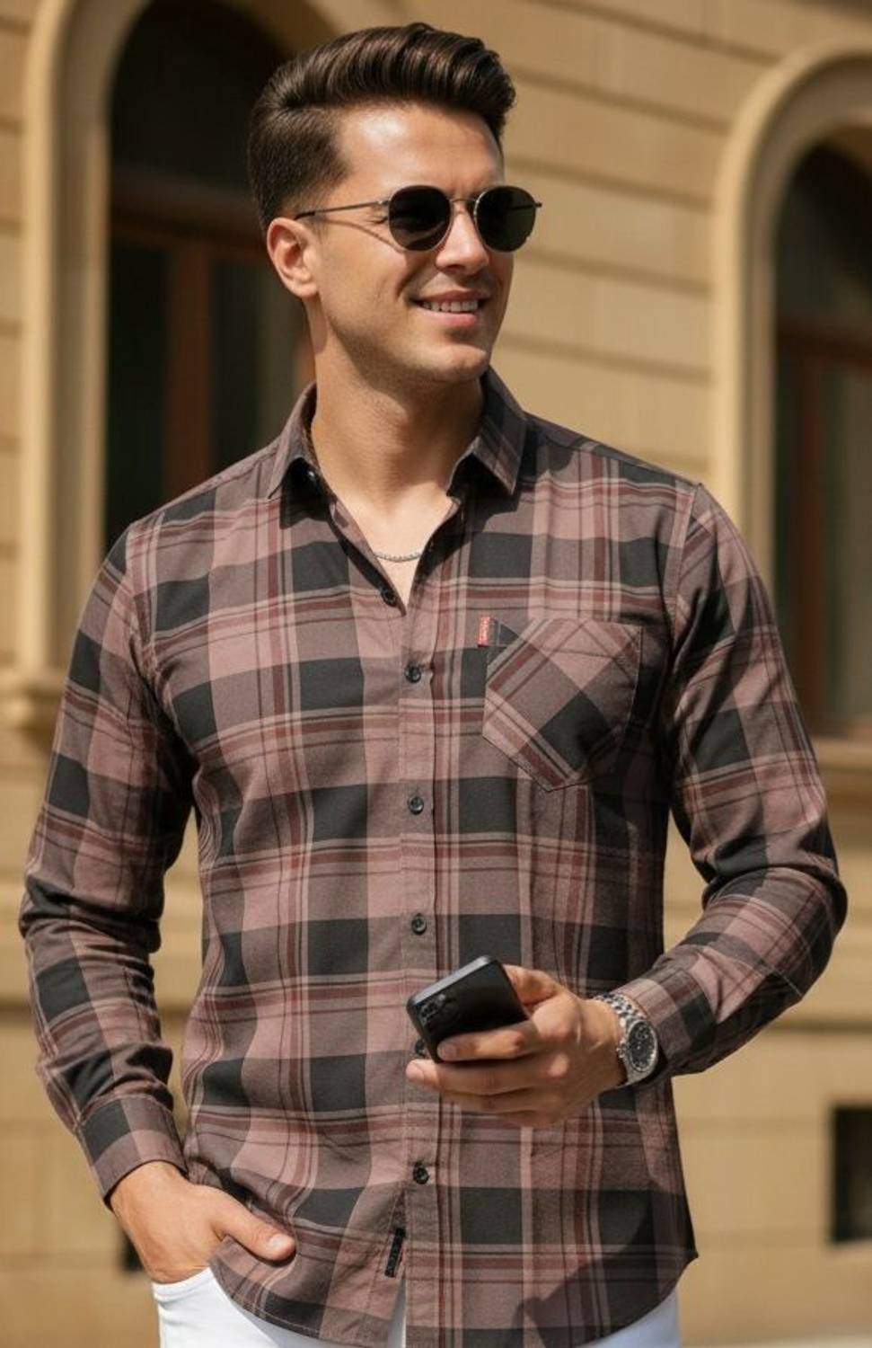 Surhi Men Regular Fit Checkered Spread Collar Casual Shirt