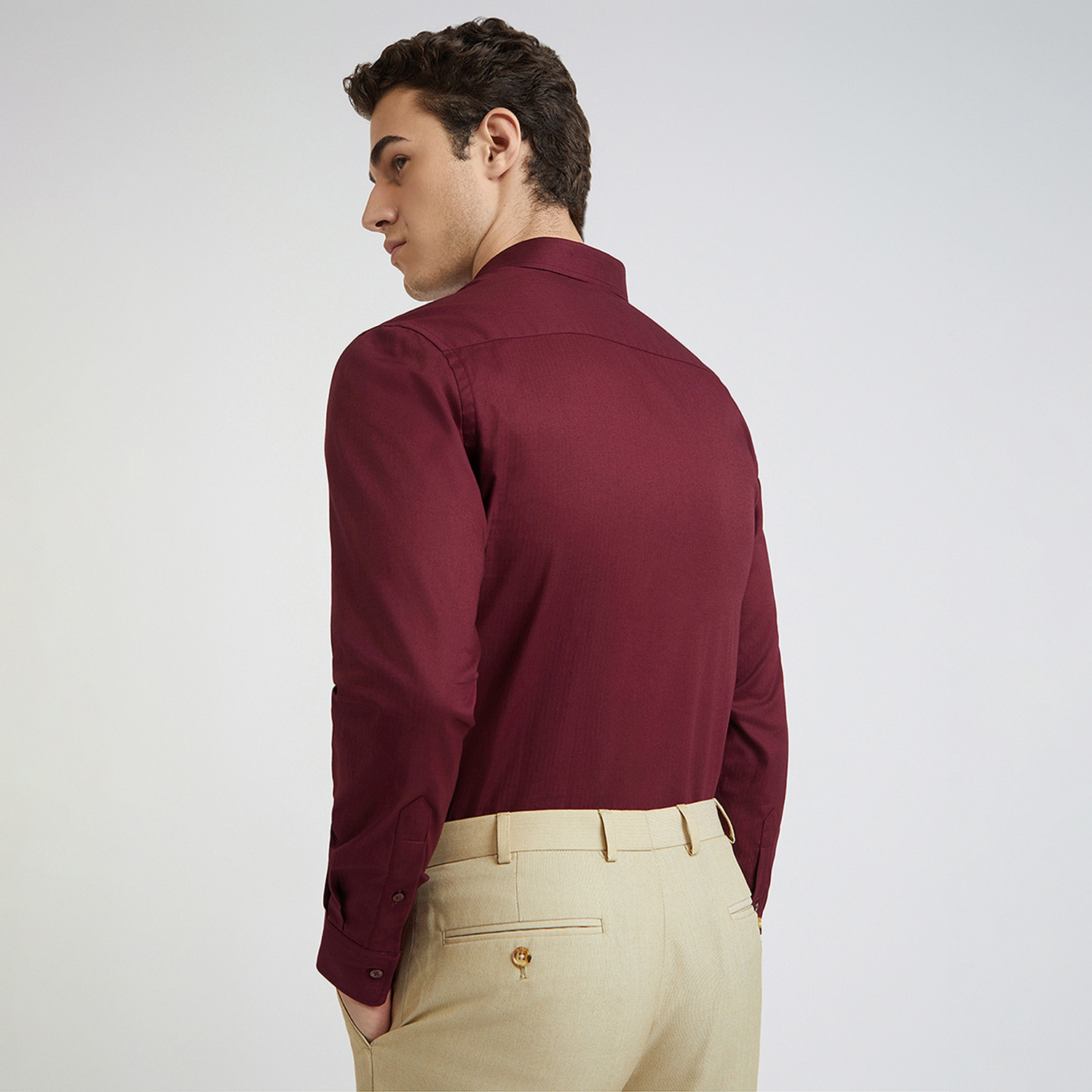 Image of PARK AVENUE Men Self Design Formal Maroon Shirt