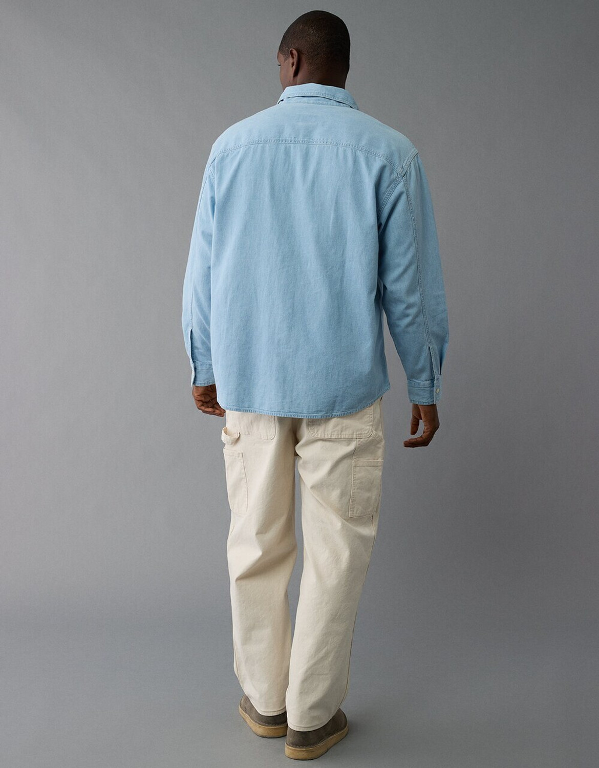 Image of American Eagle Men Solid Casual Blue Shirt