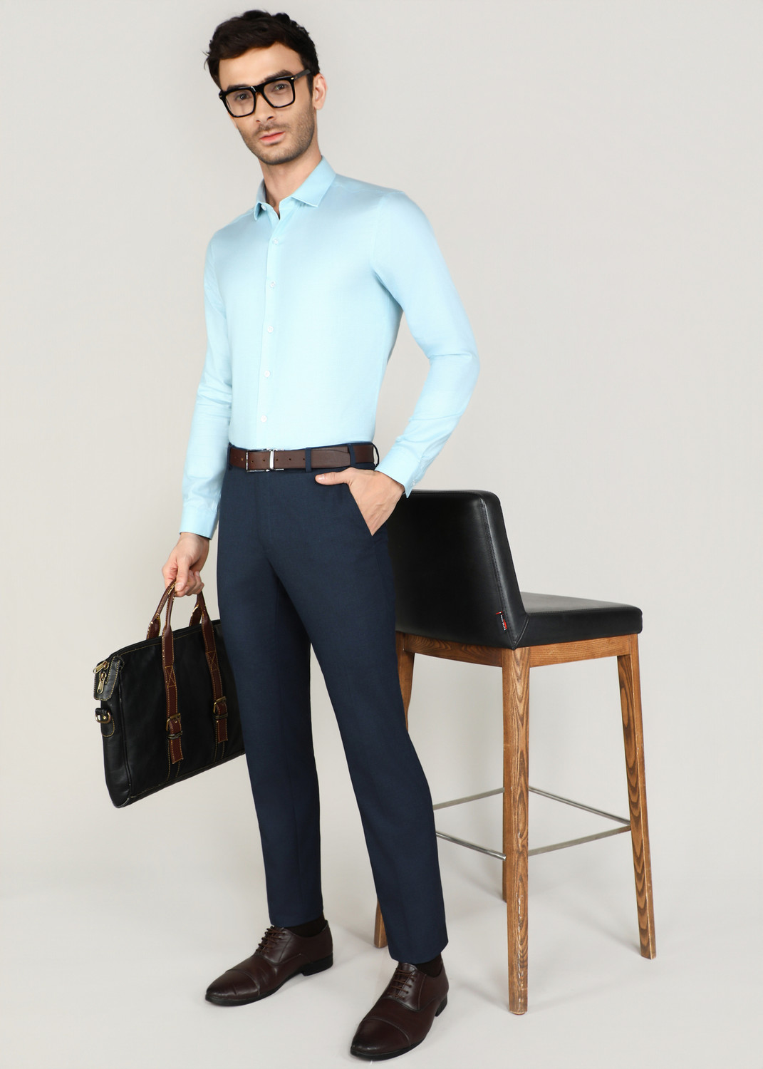 Image of LOUIS PHILIPPE Men Checkered Formal Green Shirt