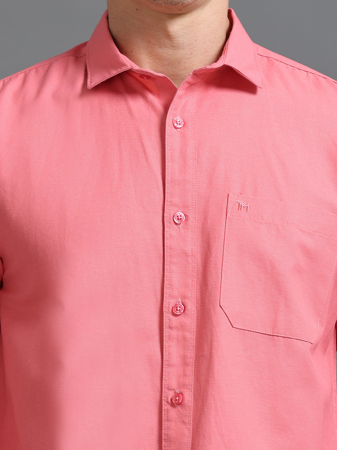 Image of Tom Mackler Men Solid Casual Pink Shirt