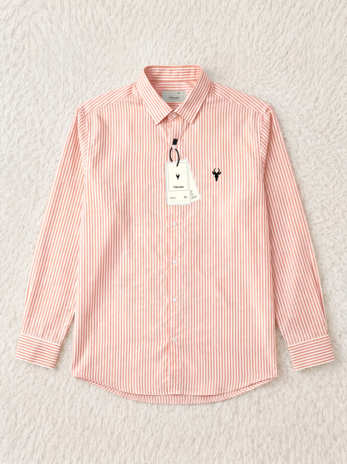 Image of VD Looks Men Striped Casual Orange Shirt