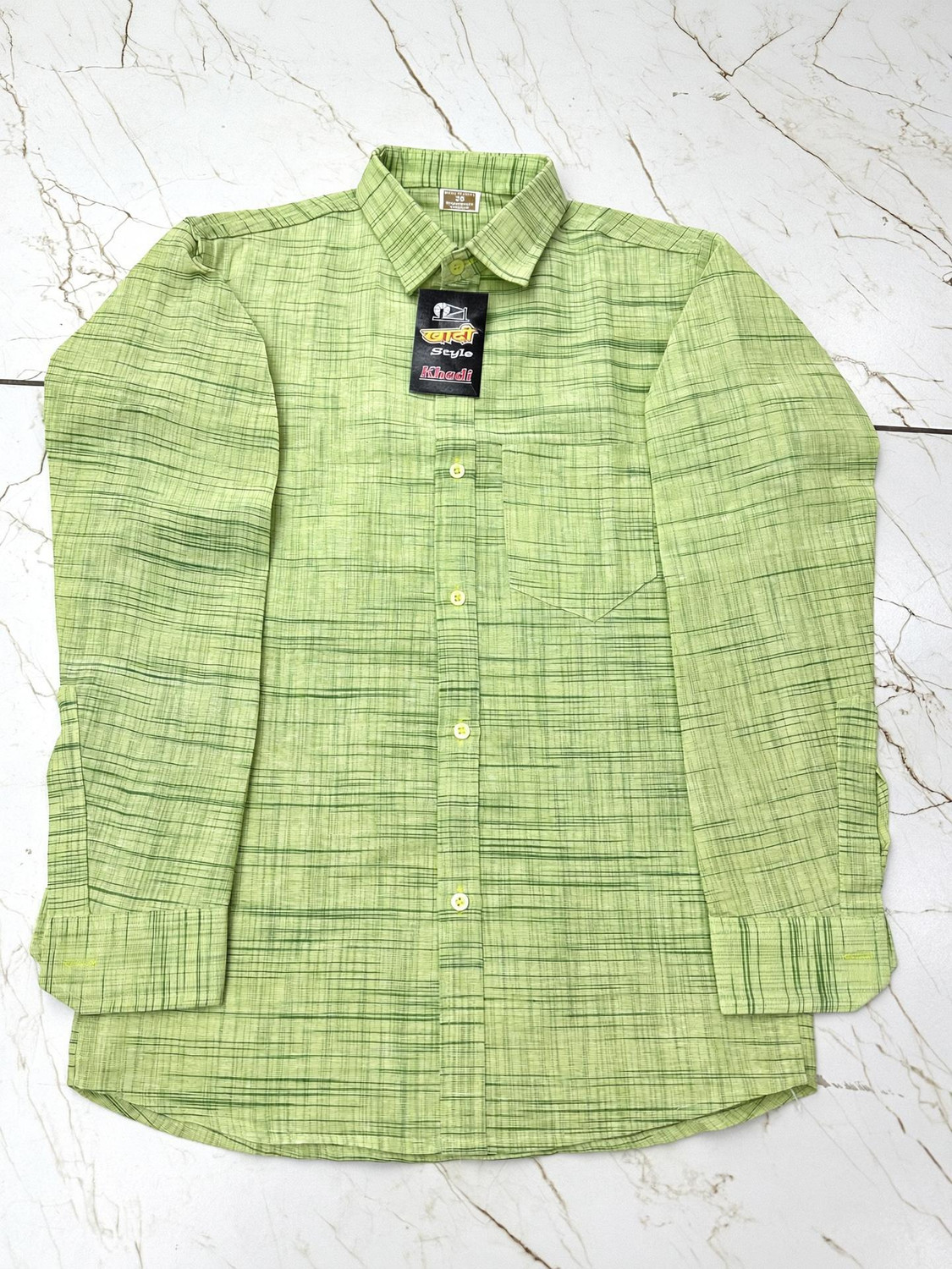 Image of A A ENTERPRISES Men Striped Casual Green Shirt