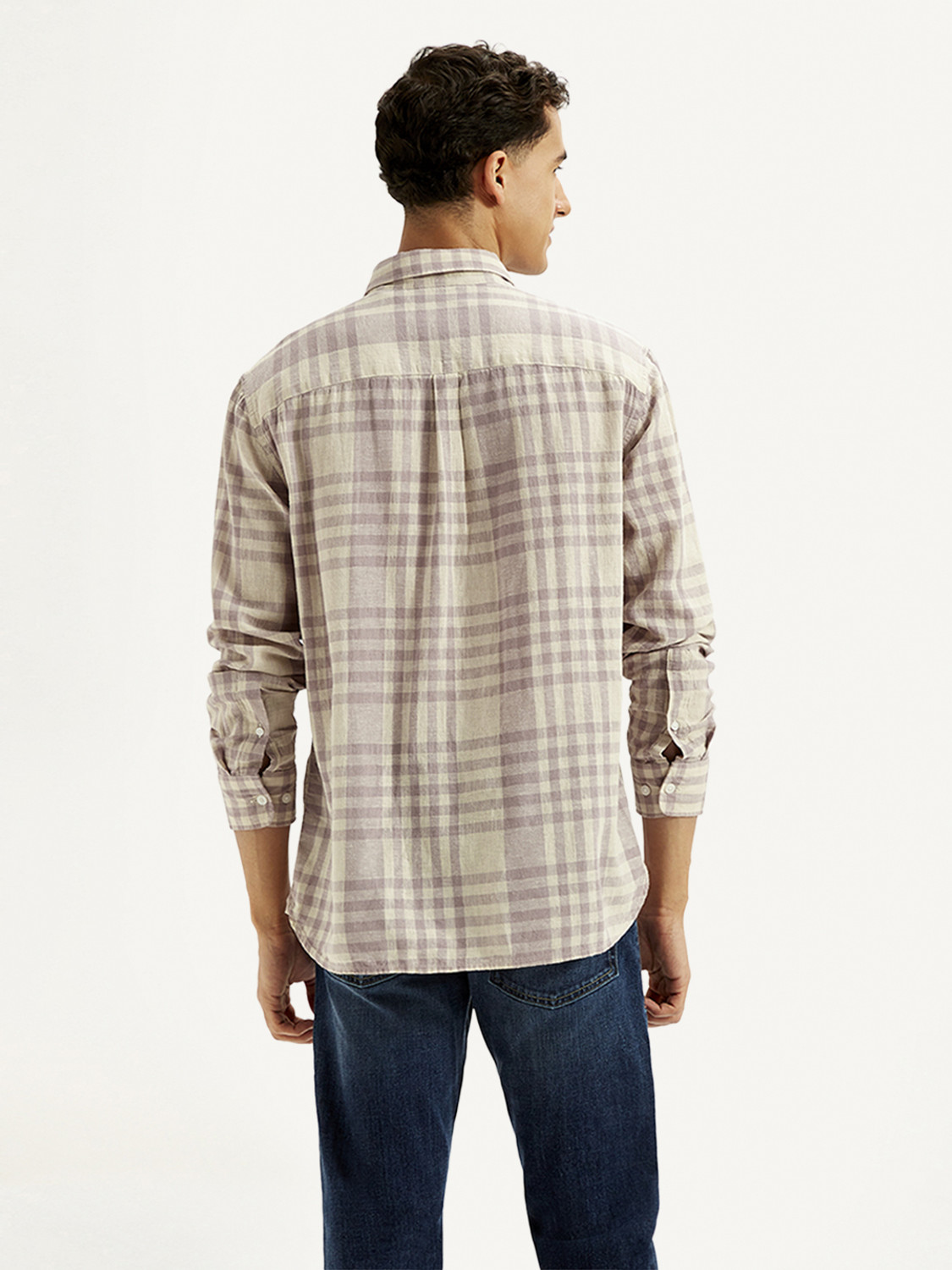 Image of LEVI'S Men Checkered Casual Beige Shirt