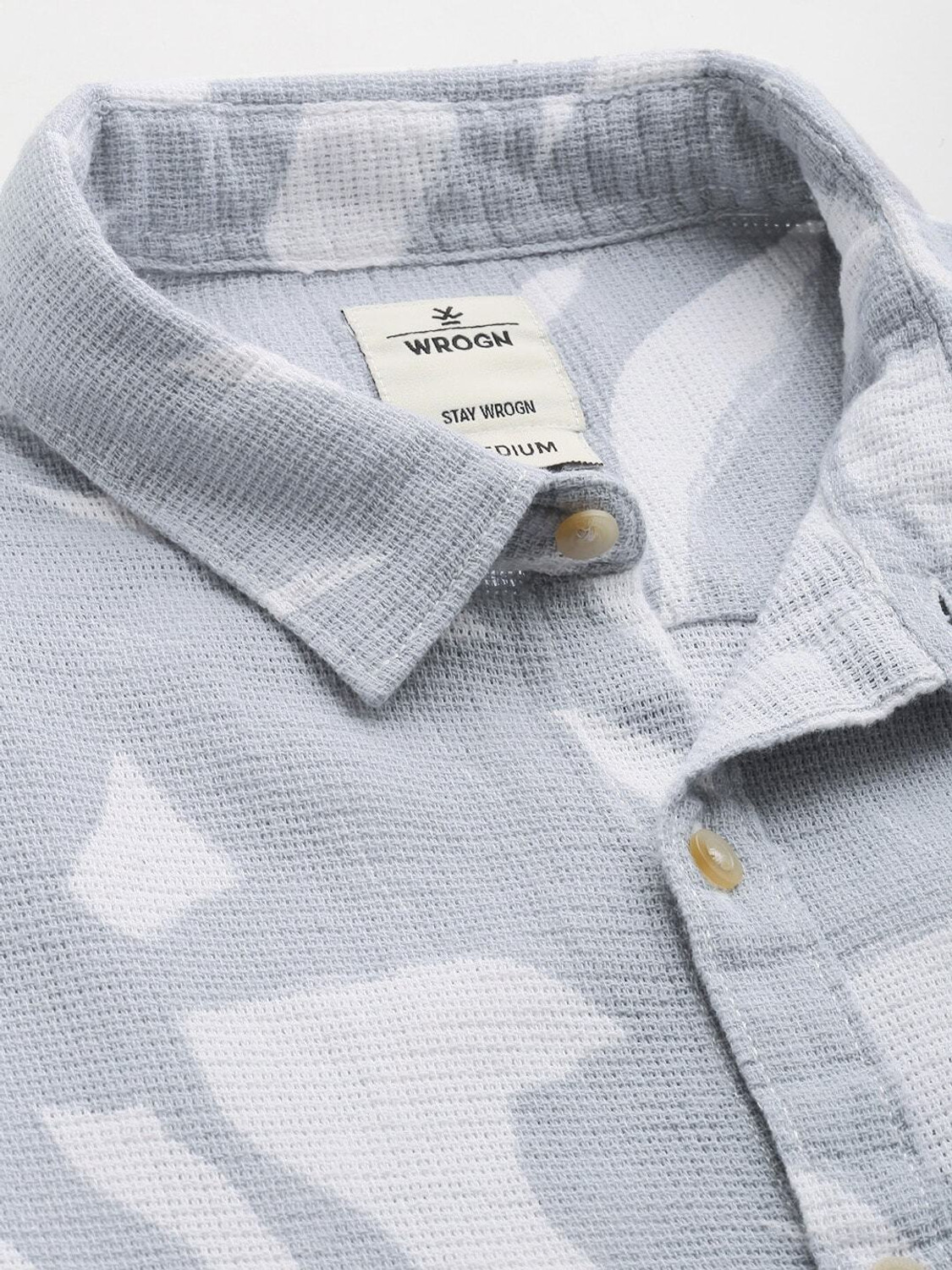 Image of WROGN Men Printed Casual Grey Shirt