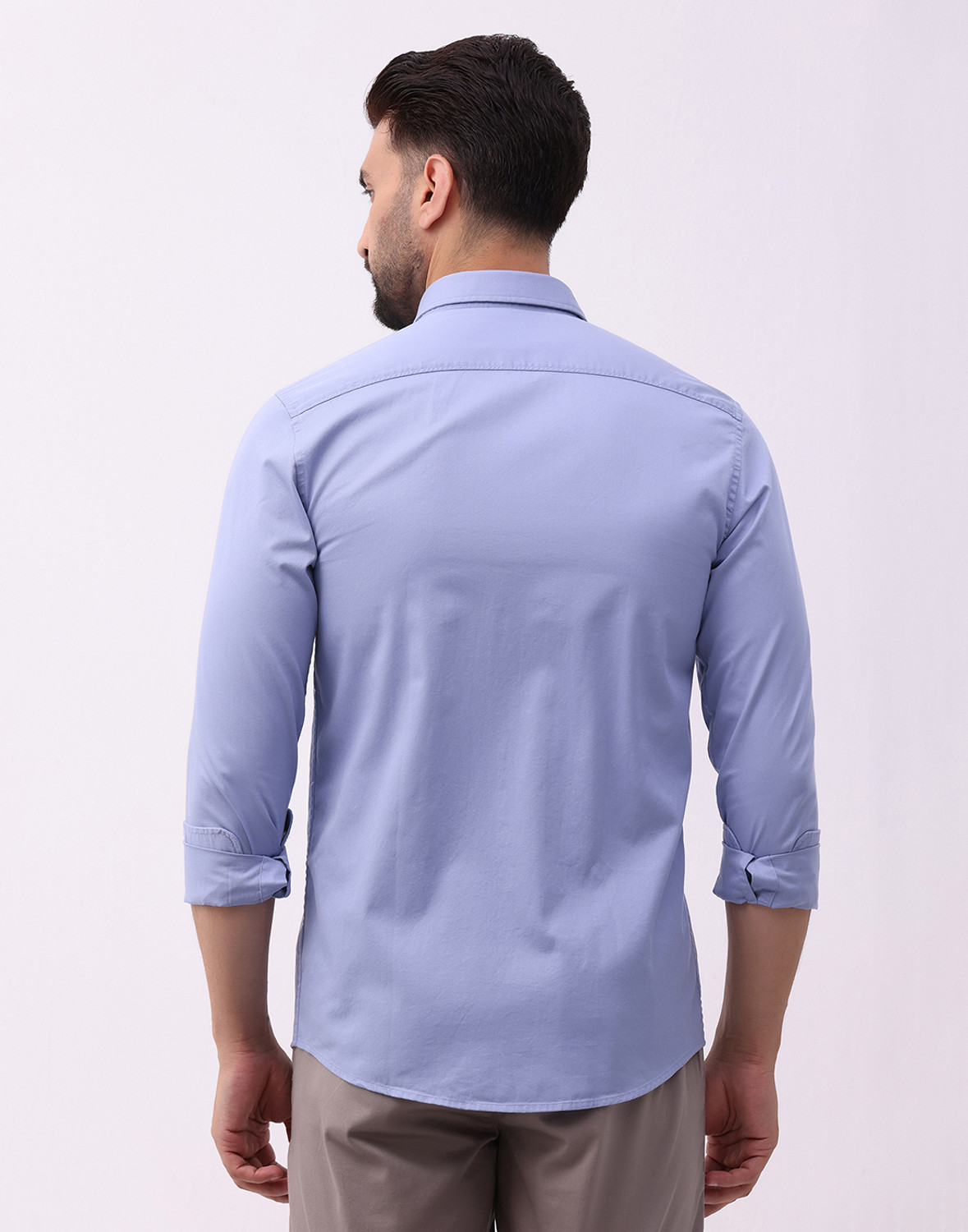 Image of Blackberrys Men Slim Fit Solid Cut Away Collar Casual Shirt