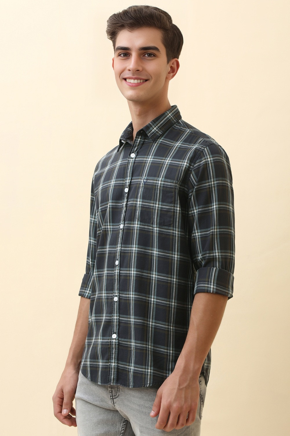 Image of Allen Solly Men Checkered Casual Multicolor Shirt