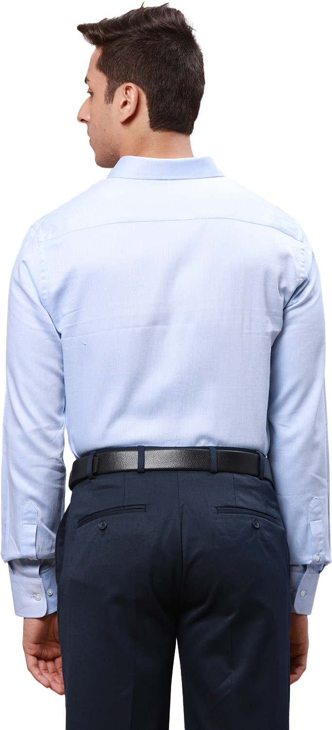 Image of PARK AVENUE Men Self Design Formal Light Blue Shirt