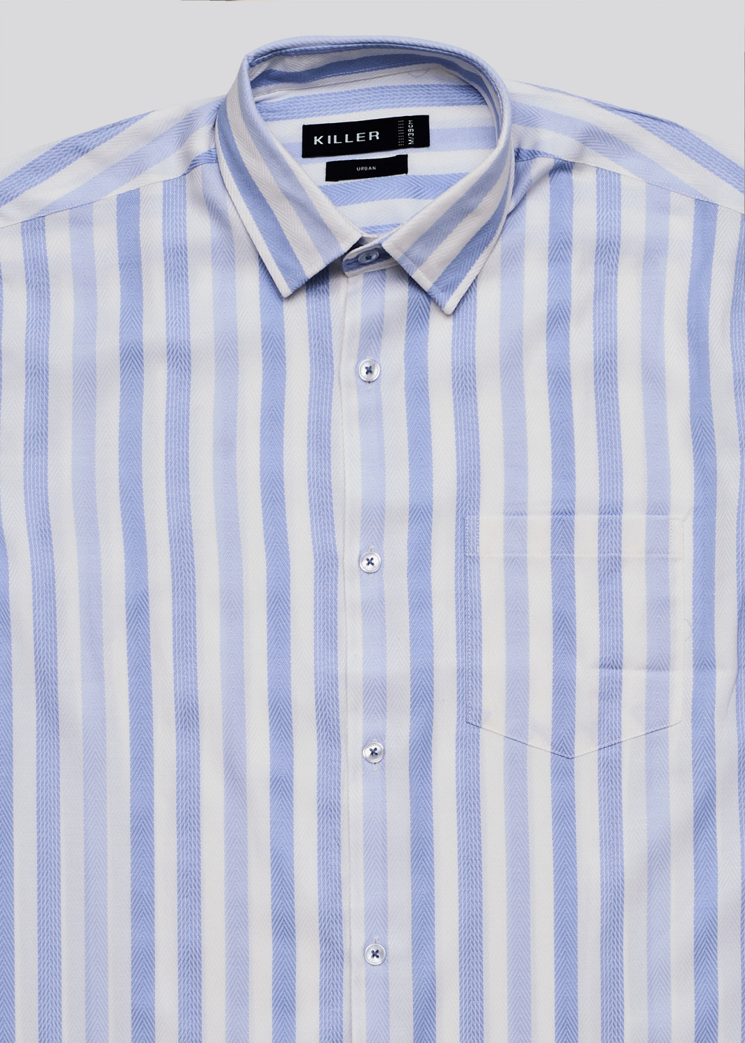 Image of KILLER Men Slim Fit Striped Spread Collar Formal Shirt
