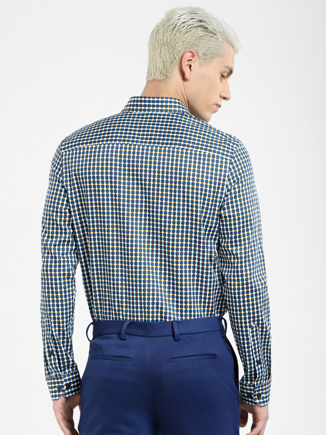 Image of JACK & JONES Men Checkered Casual Blue Shirt