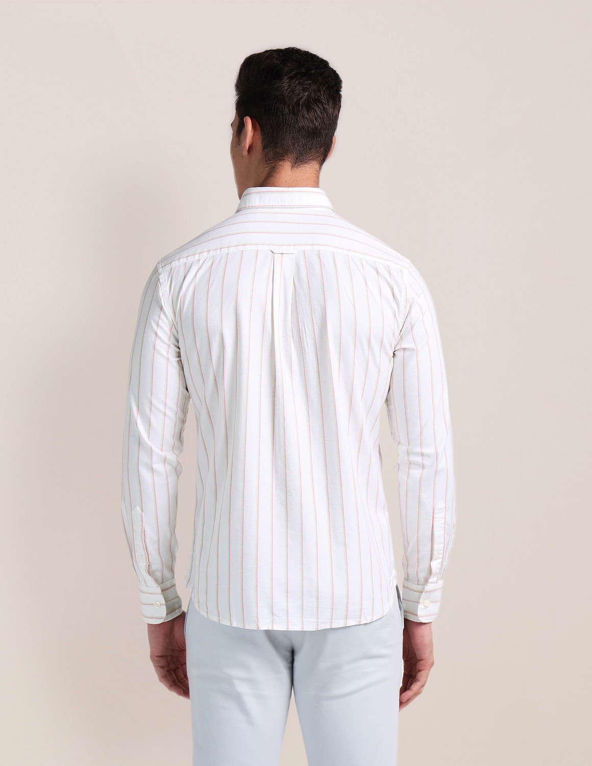 Image of U.S. POLO ASSN. Men Striped Casual White Shirt