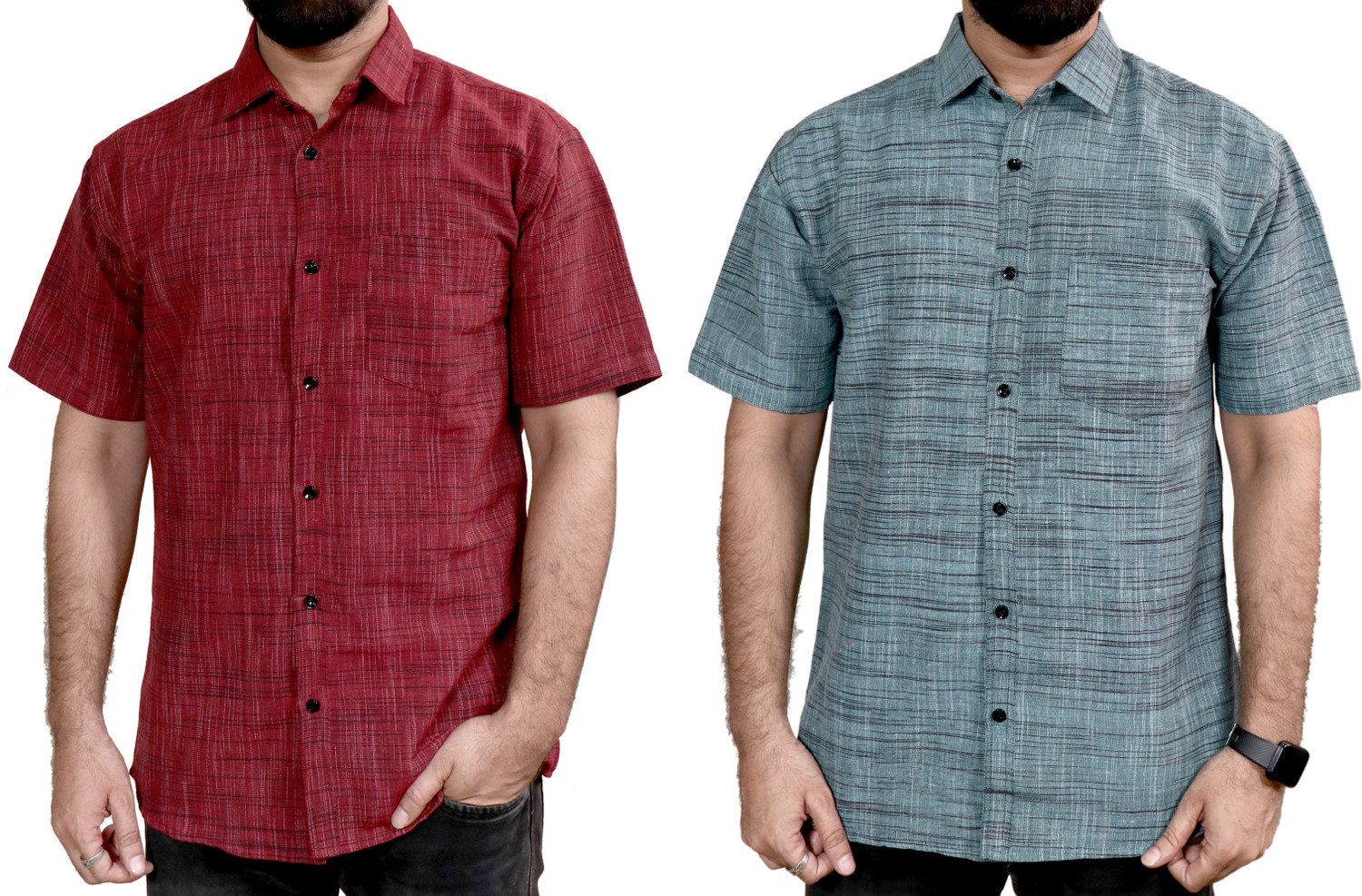 Image of Auzanoor Collection Men Self Design Casual Multicolor Shirt
