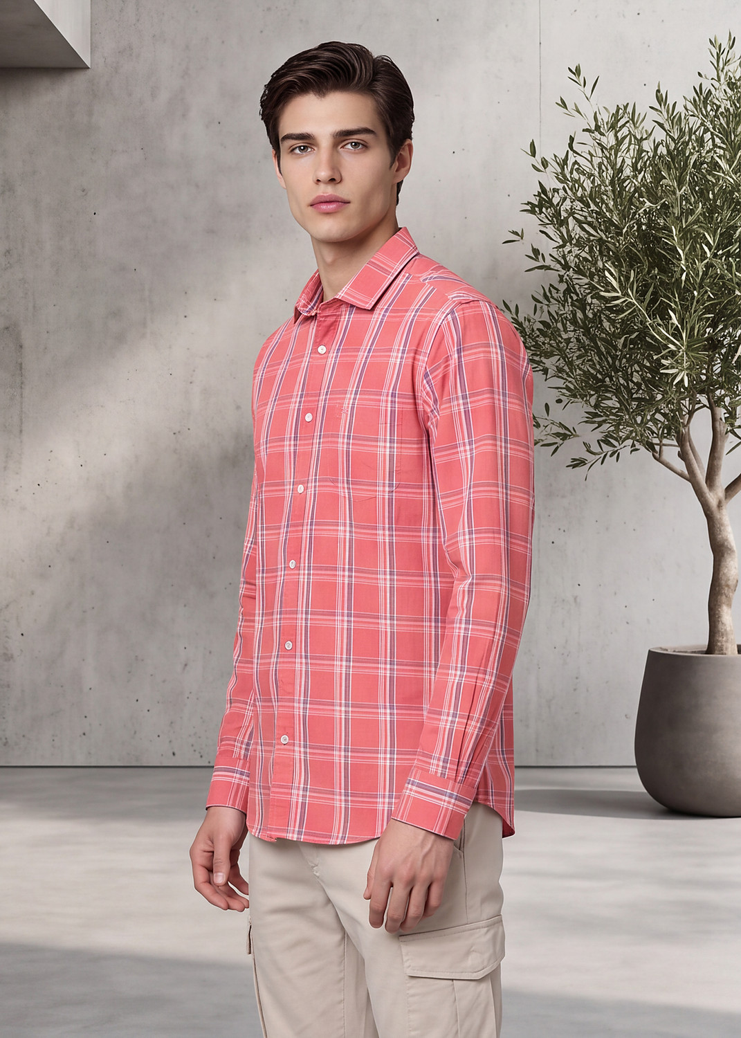 Image of KILLER Men Slim Fit Checkered Spread Collar Casual Shirt