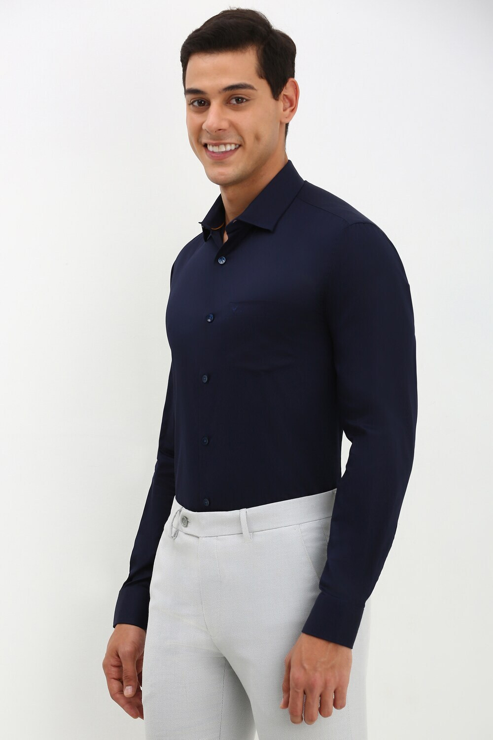 Image of Allen Solly Men Solid Formal Blue Shirt