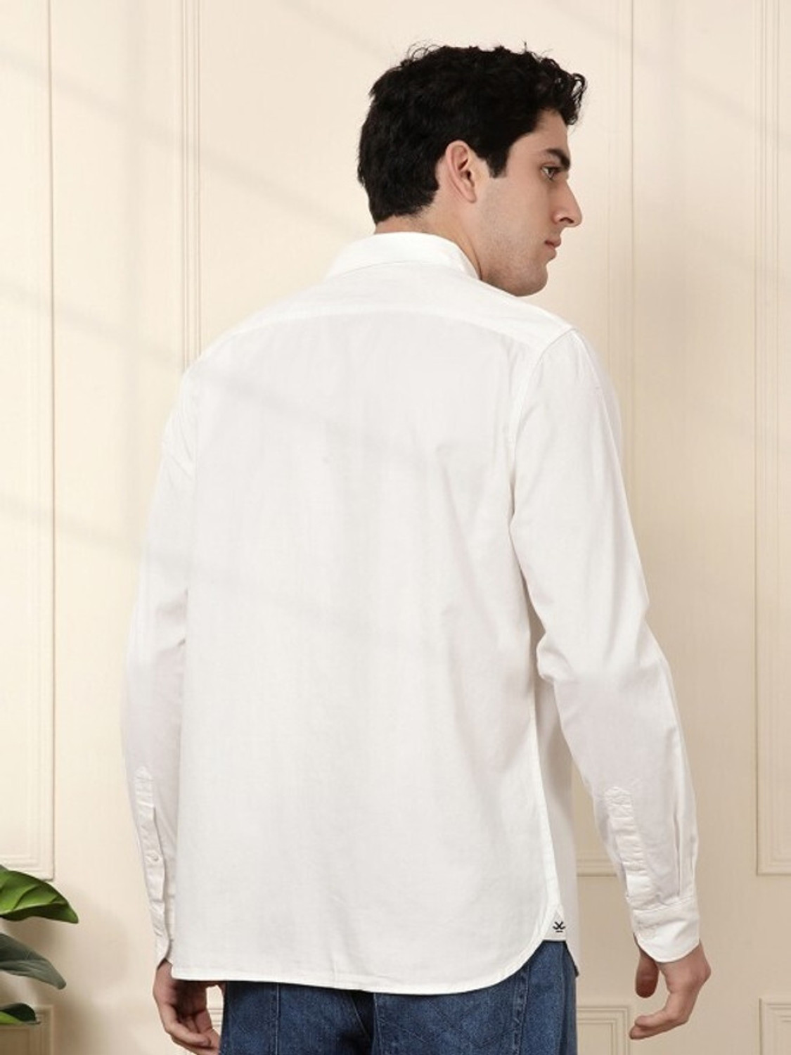 Image of WROGN Men Solid Casual White Shirt