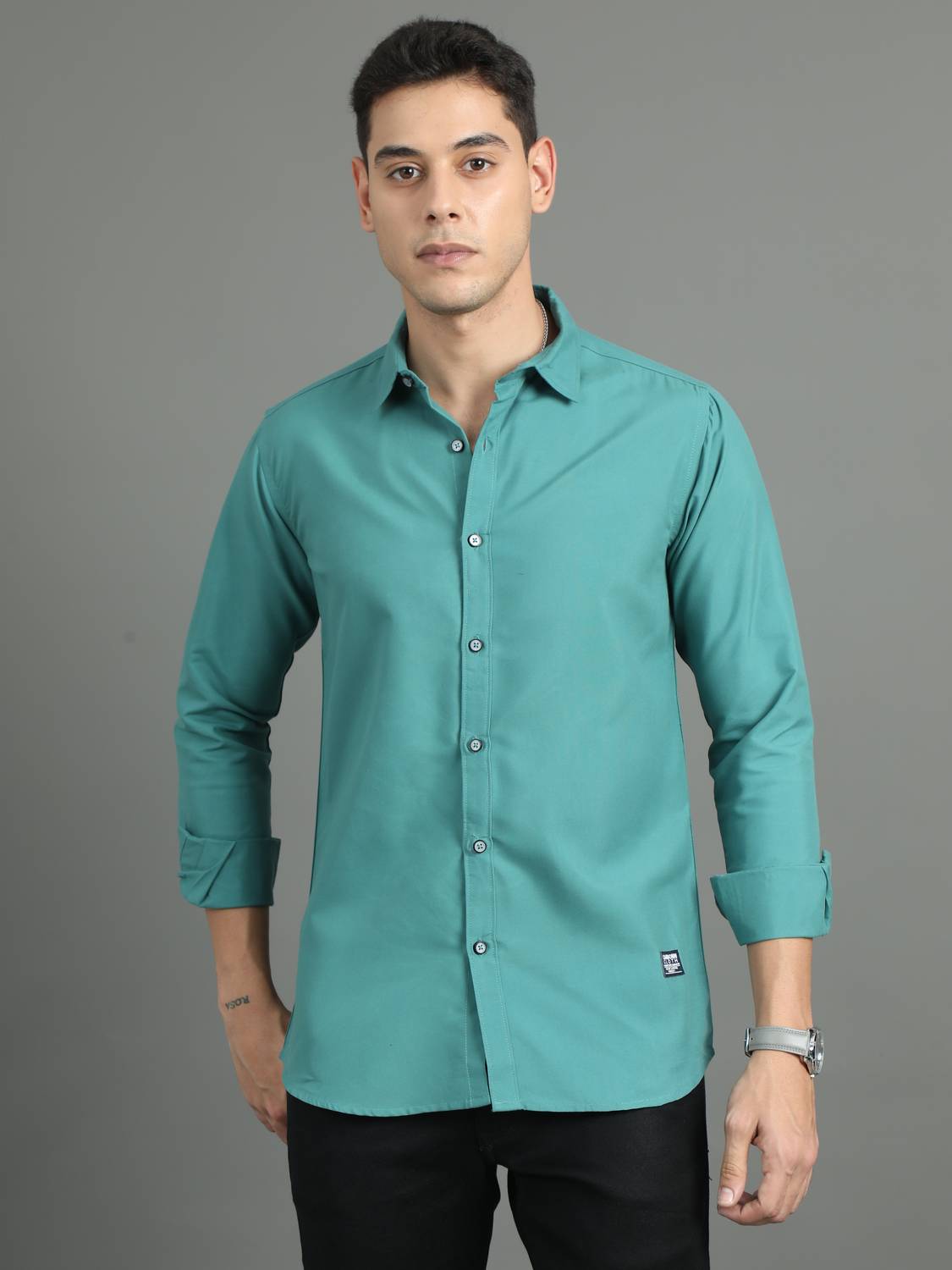 Carbonn Cloth Men Solid Casual Blue Shirt
