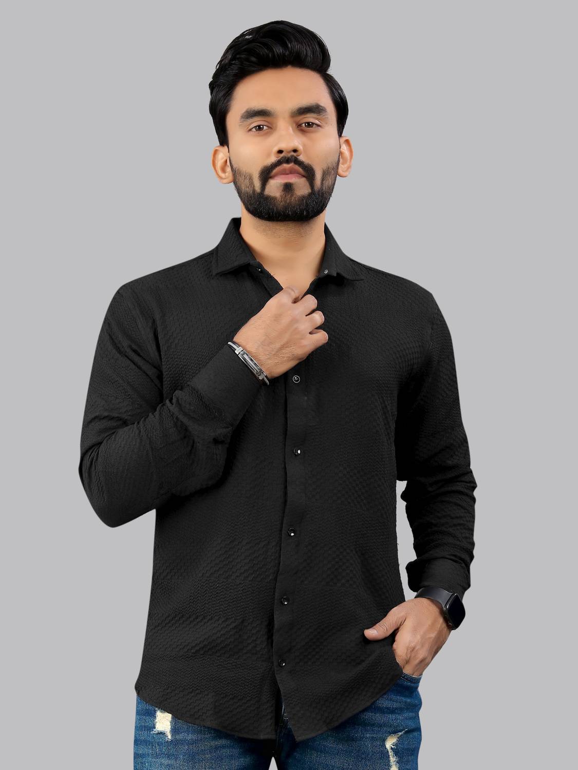 KAYRA Men Striped Casual Black Shirt - Buy KAYRA Men Striped