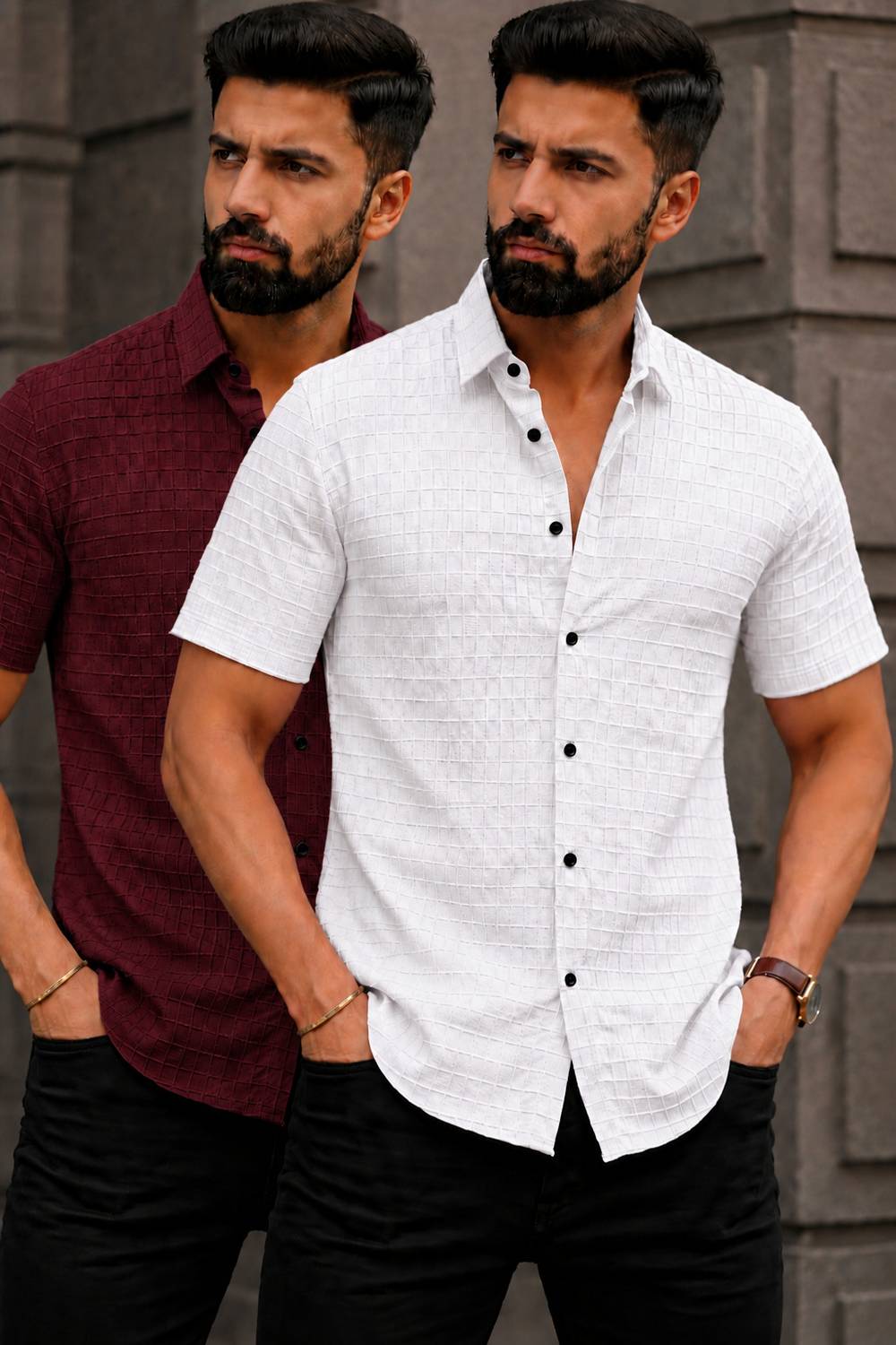 COMBRAIDED Men White, Maroon Shirt - Image 2