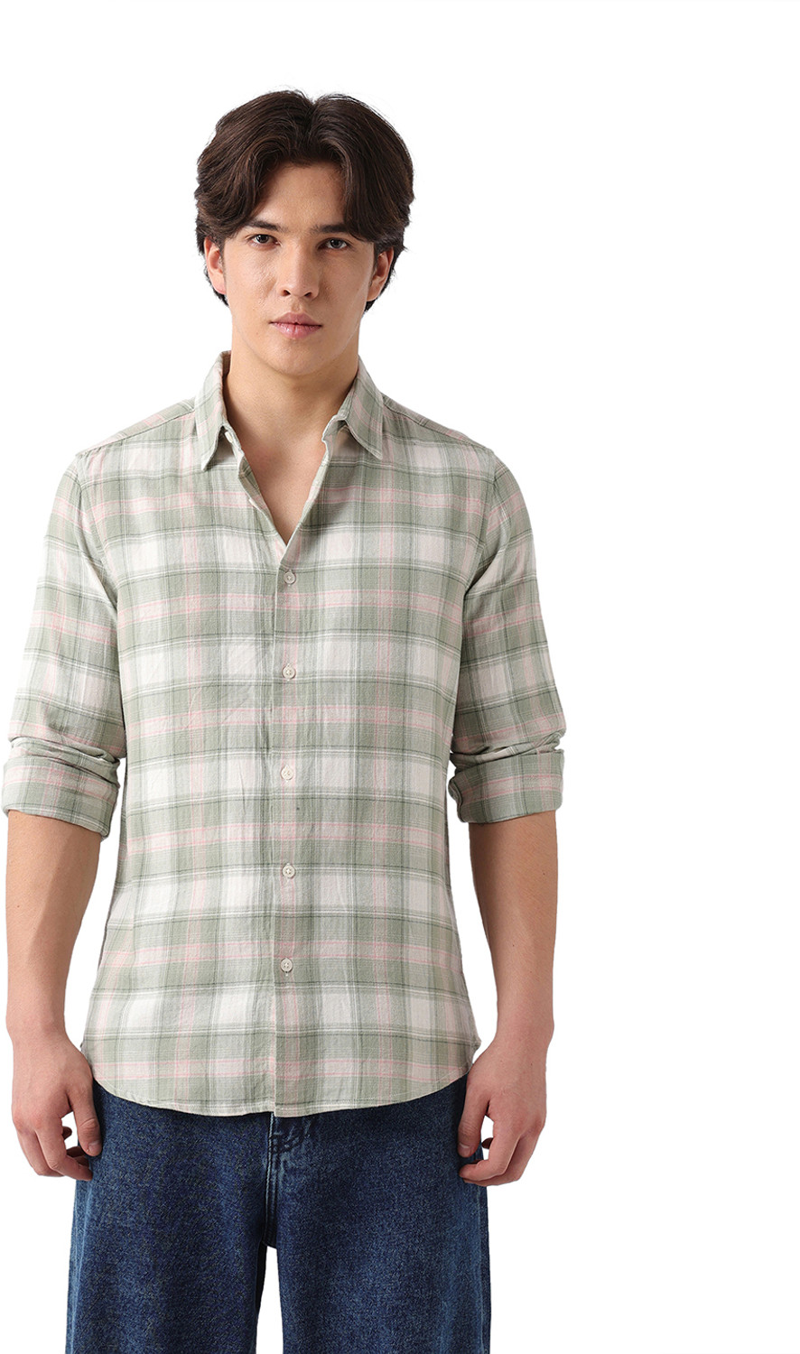 Image of THE BEAR HOUSE Men Checkered Casual Multicolor Shirt