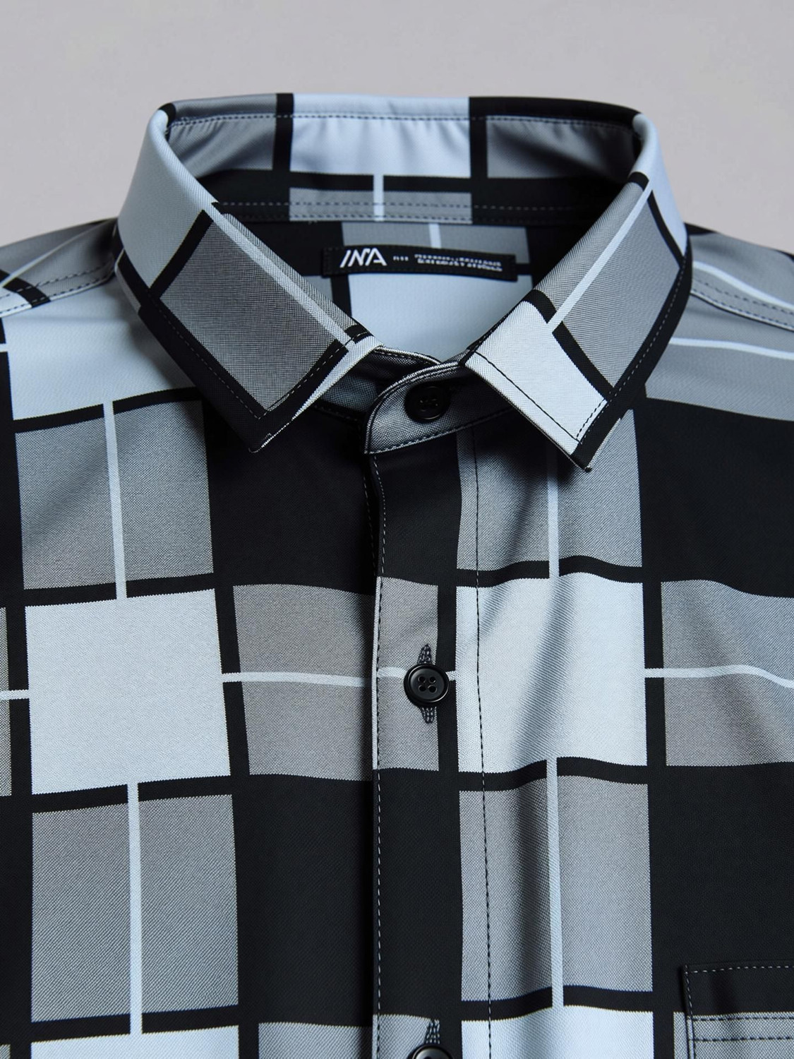 Image of DBEX Men Checkered Casual Black, Grey, Light Blue Shirt