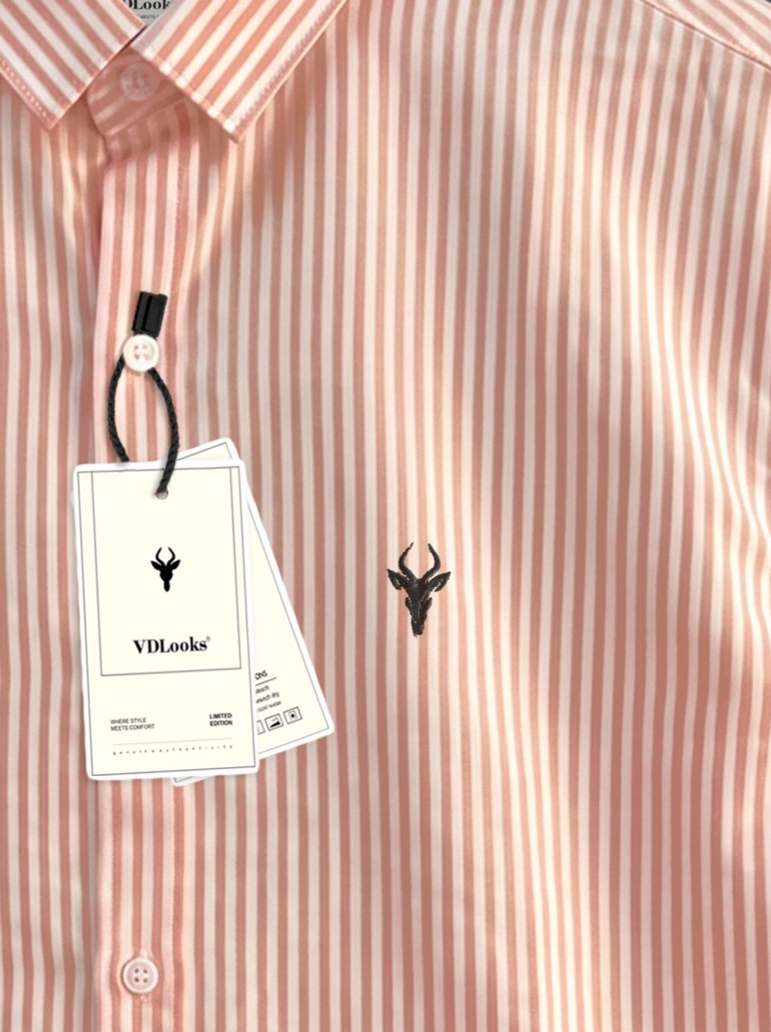 Image of VD Looks Men Striped Casual Orange Shirt