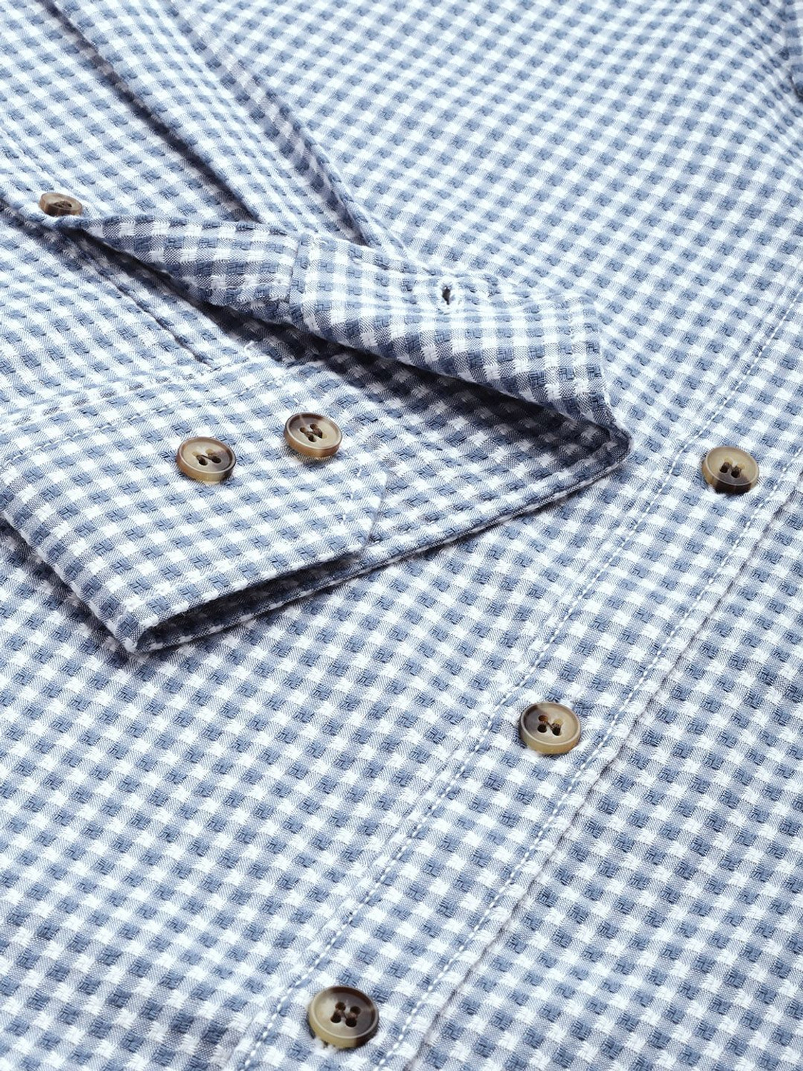 Image of Mast & Harbour Men Checkered Casual Blue Shirt