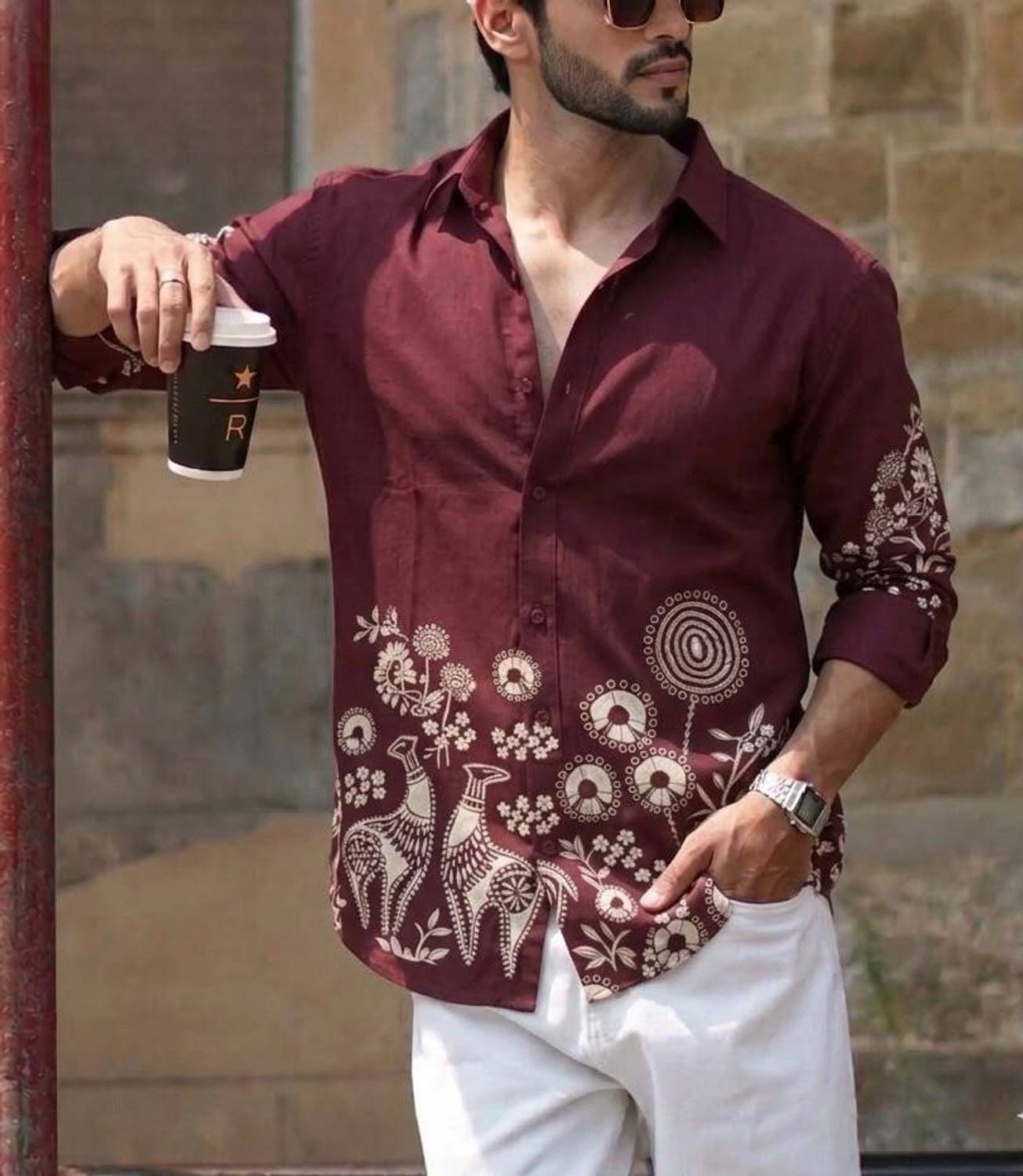 Zonly Men Floral Print Multicolor Shirt - Image 1