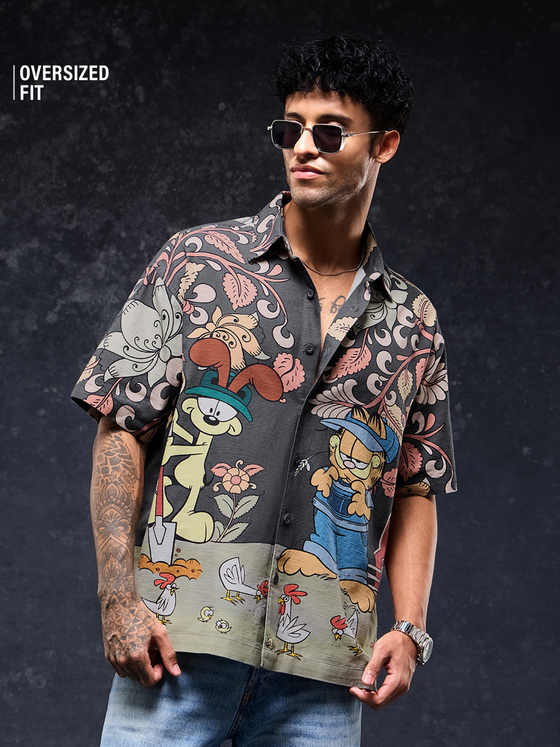Image of The Souled Store Men Graphic Print Casual Grey Shirt