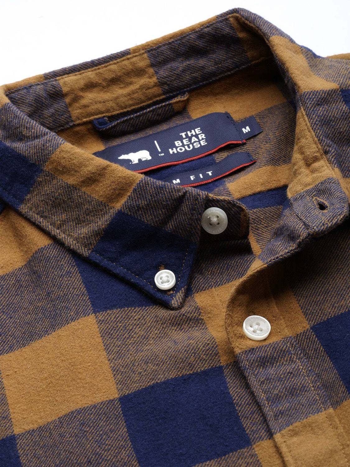 THE BEAR HOUSE Men Checkered Brown Shirt - Image 3