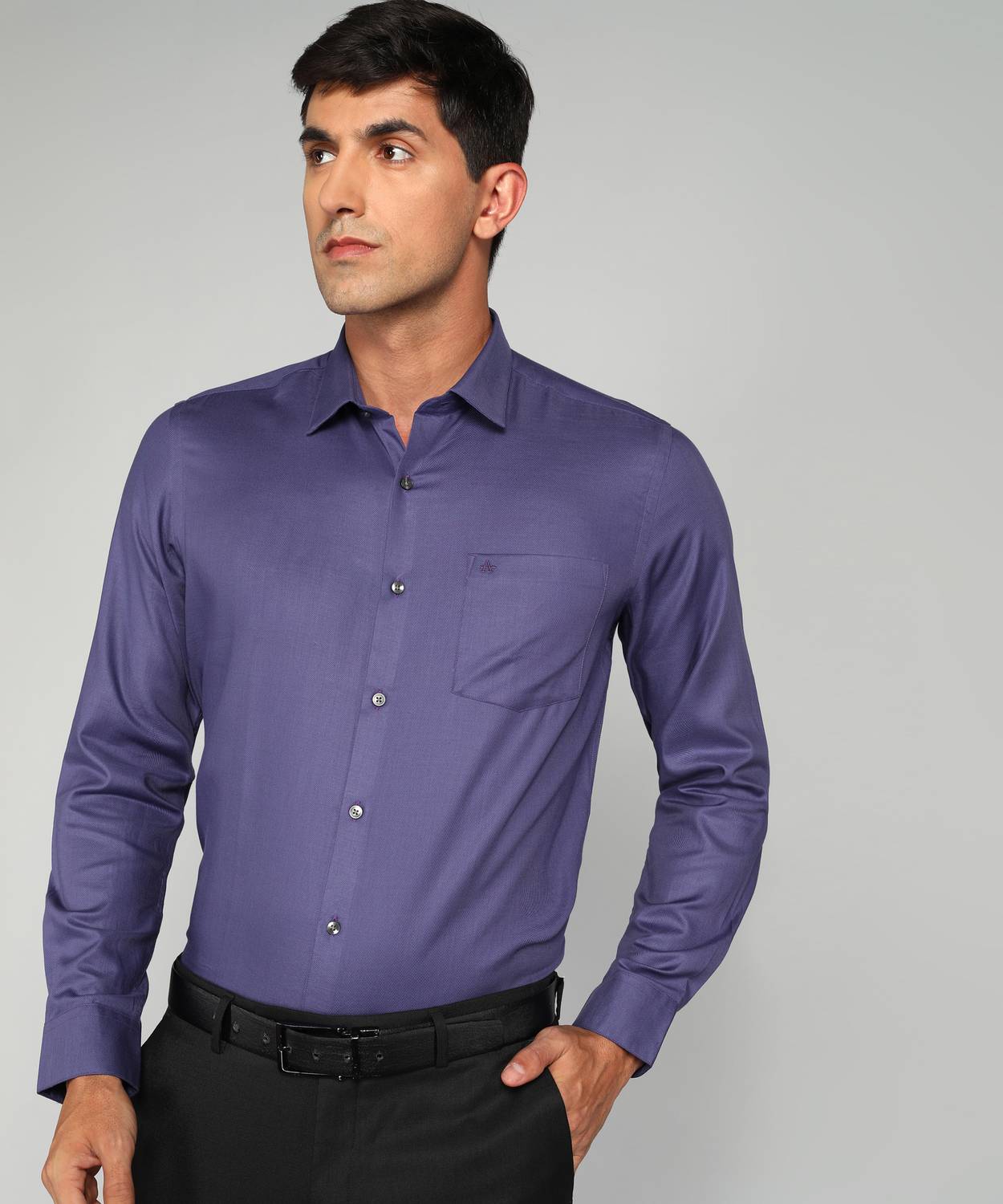 ARROW Men Self Design Formal Purple Shirt