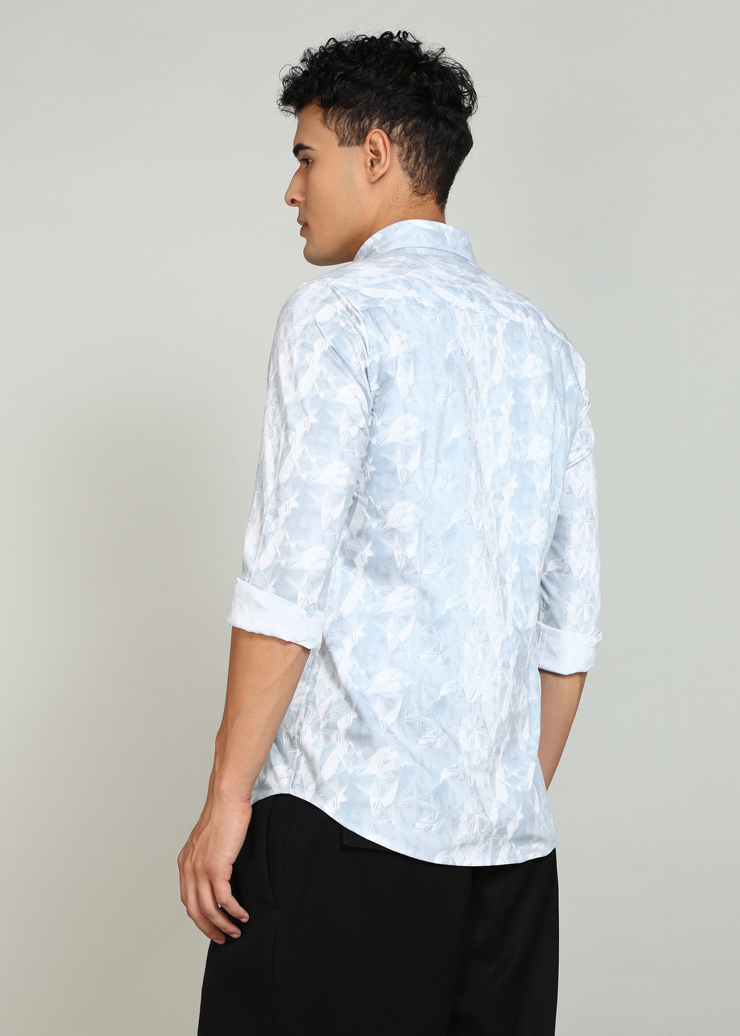 Image of INTEGRITI Men Printed Formal Blue Shirt