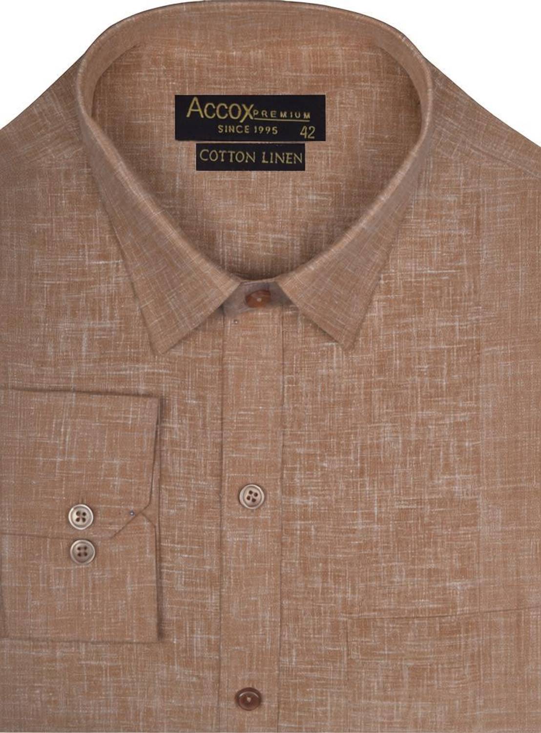 ACCOX Men Self Design Formal Brown Shirt