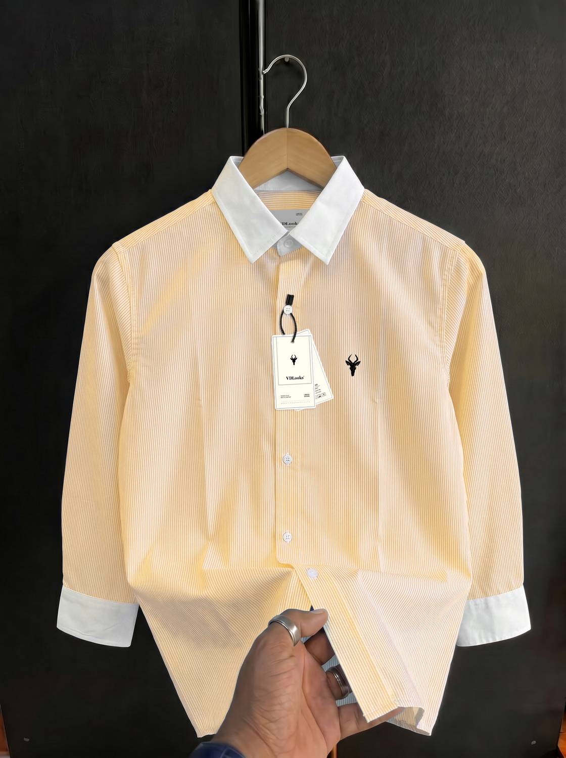 vdlooks Men Striped Yellow, White Shirt - Image 1