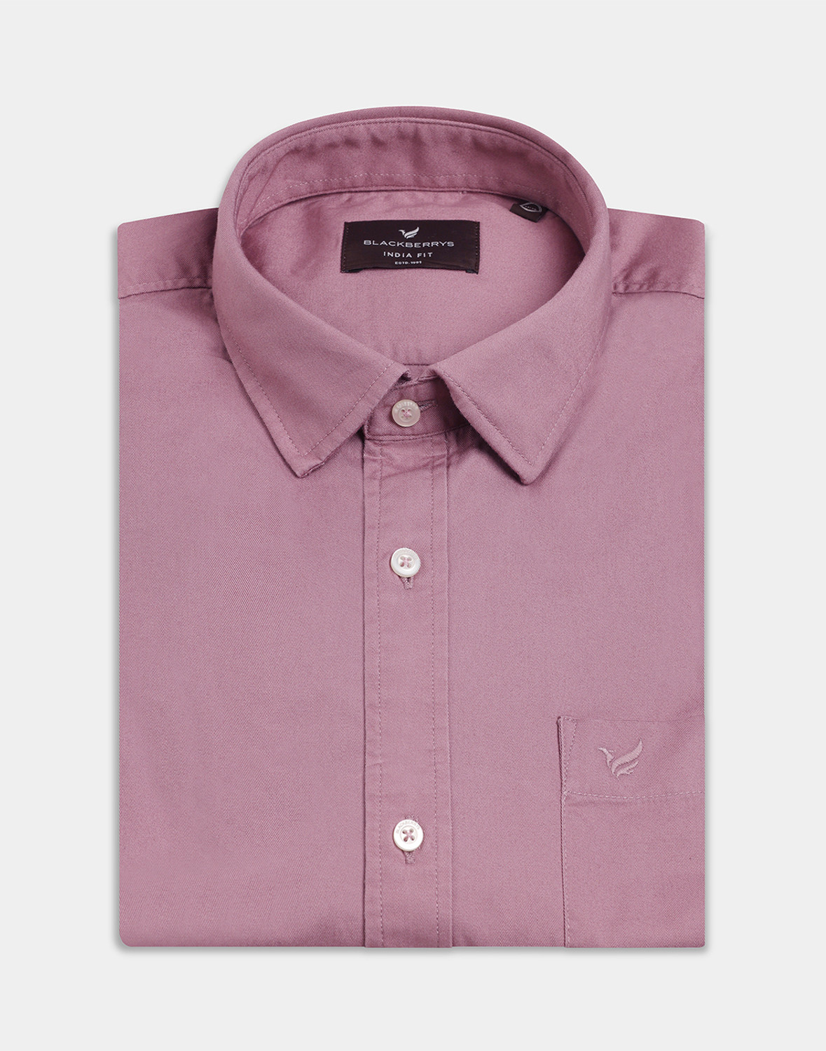 Image of Blackberrys Men Slim Fit Solid Cut Away Collar Casual Shirt
