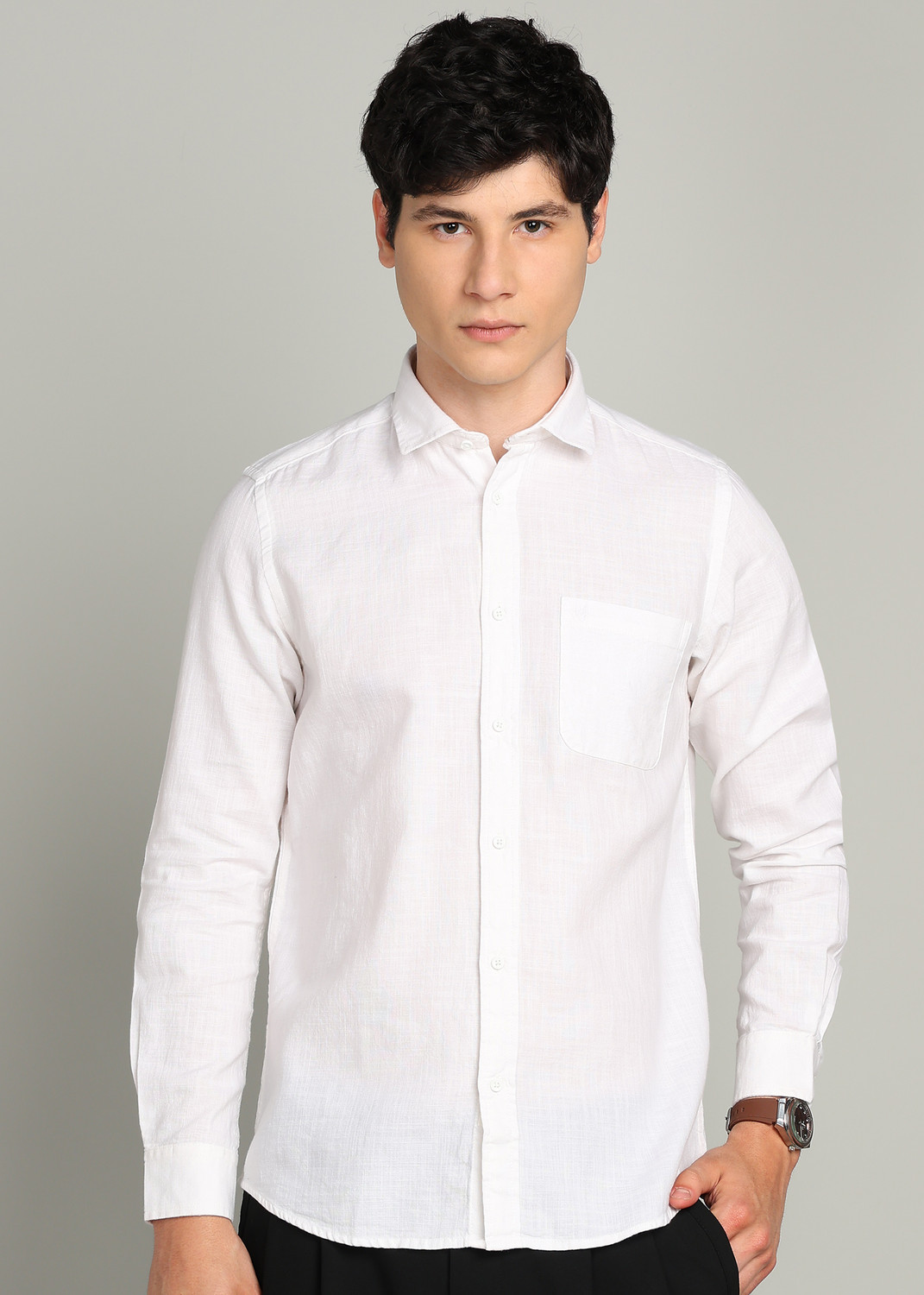Image of INTEGRITI Men Solid Casual White Shirt